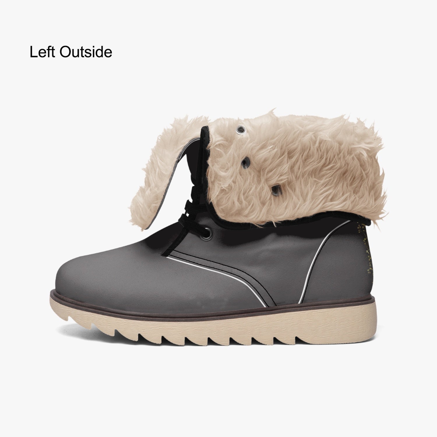 Cotton-pad Fur Lining Boots - Roses