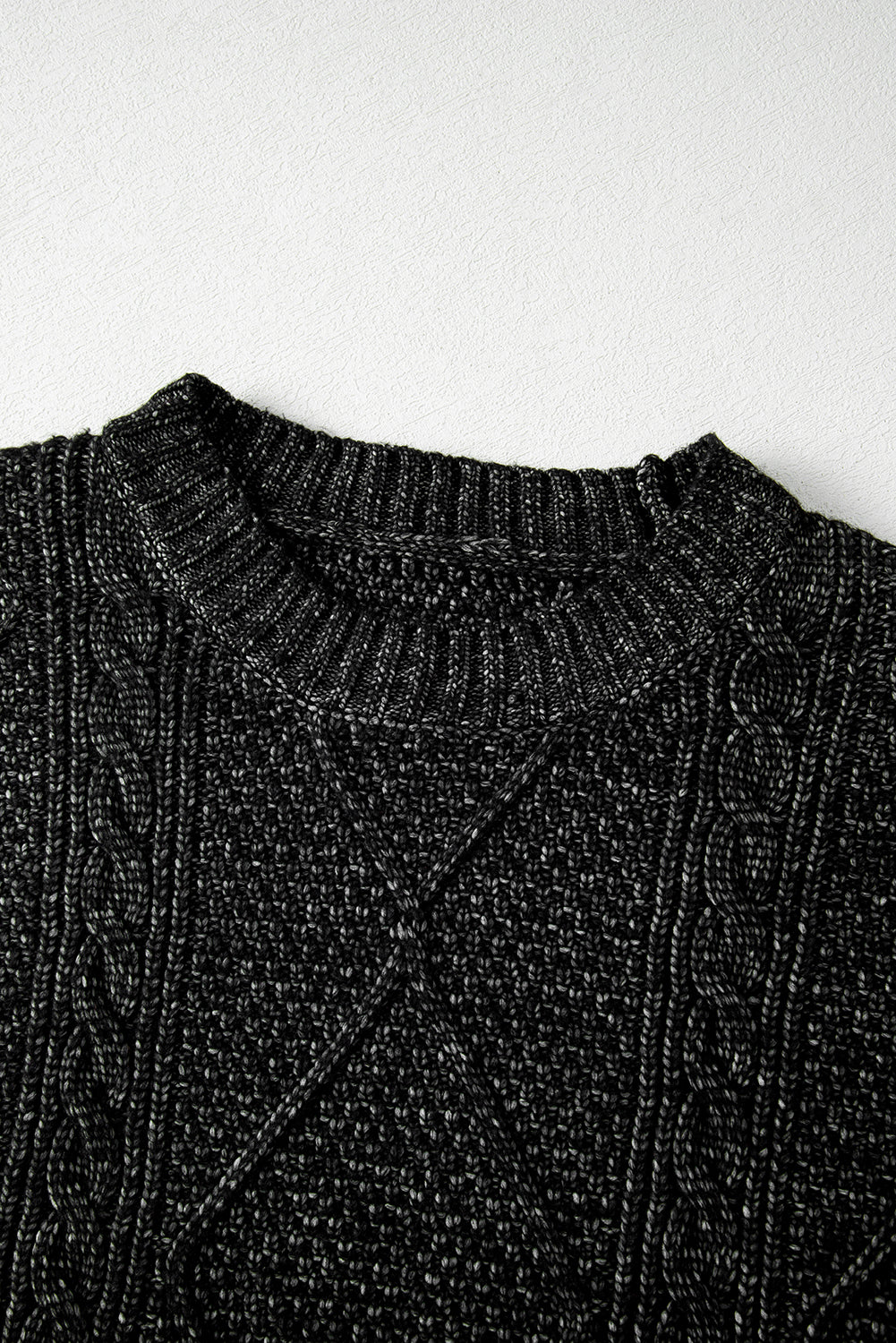 Coffee Twist Cable Knit Drop Shoulder Loose Fit Sweater Dress - Roses