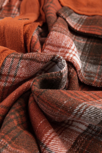 Veste boutonnée kaki à motif écossais