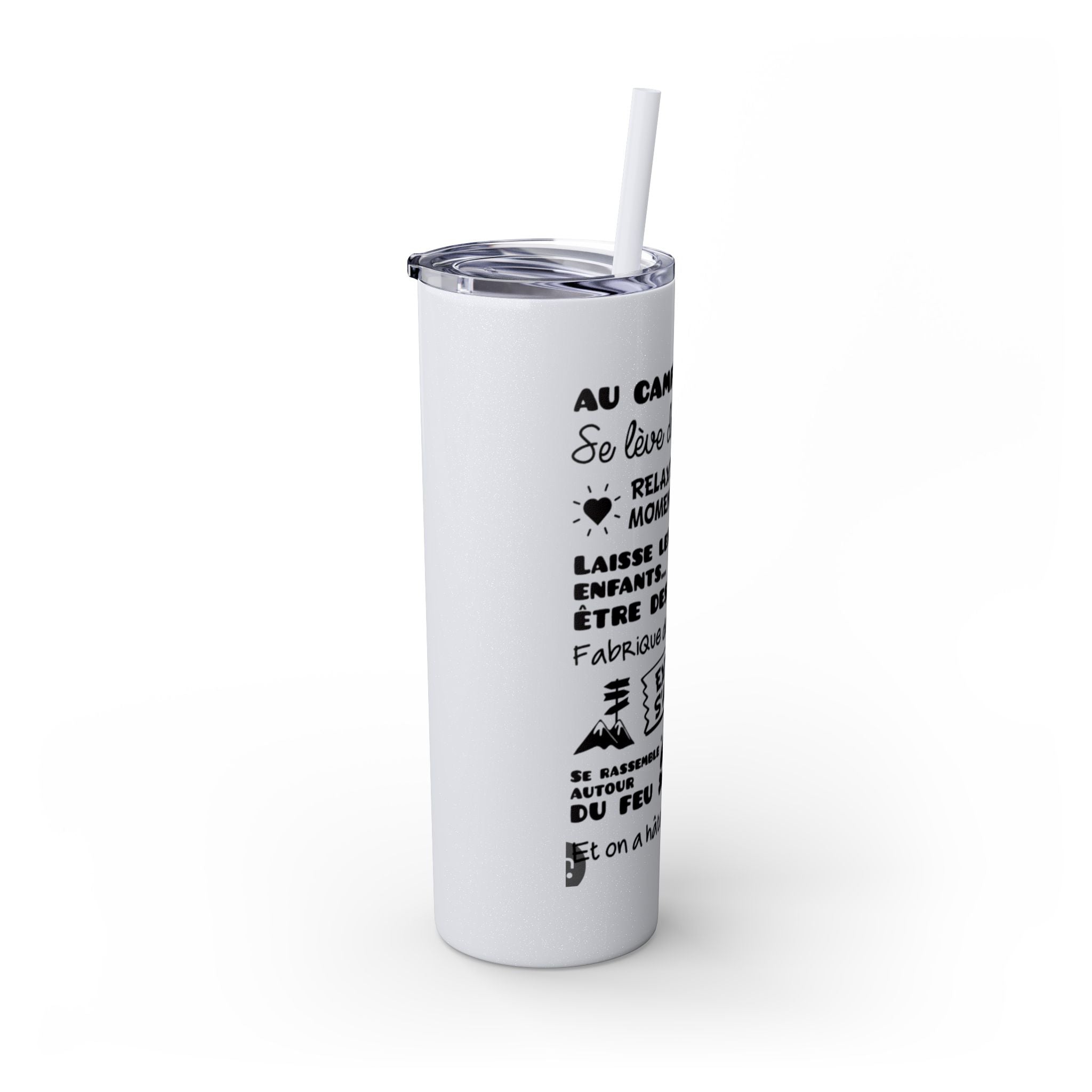 Adventure Camping Skinny Tumbler with Straw – 20oz Insulated Travel Cup for Outdoor Enthusiasts