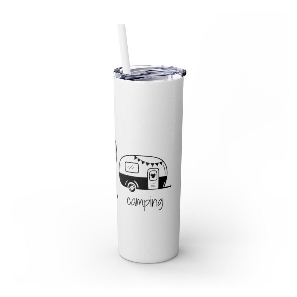 Peace & Love Skinny Tumbler with Straw, 20oz - Stylish Travel Mug for Water, Juice, and Smoothies - Roses