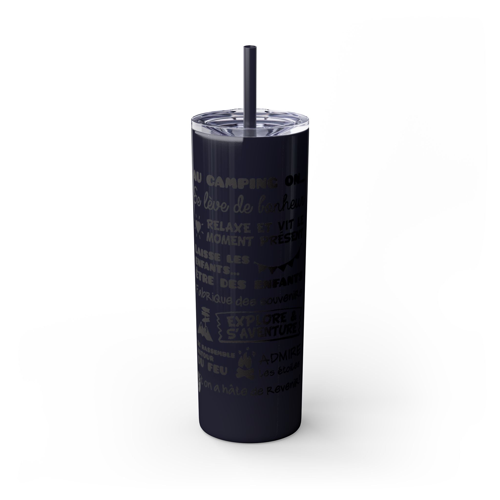 Adventure Camping Skinny Tumbler with Straw – 20oz Insulated Travel Cup for Outdoor Enthusiasts - Roses