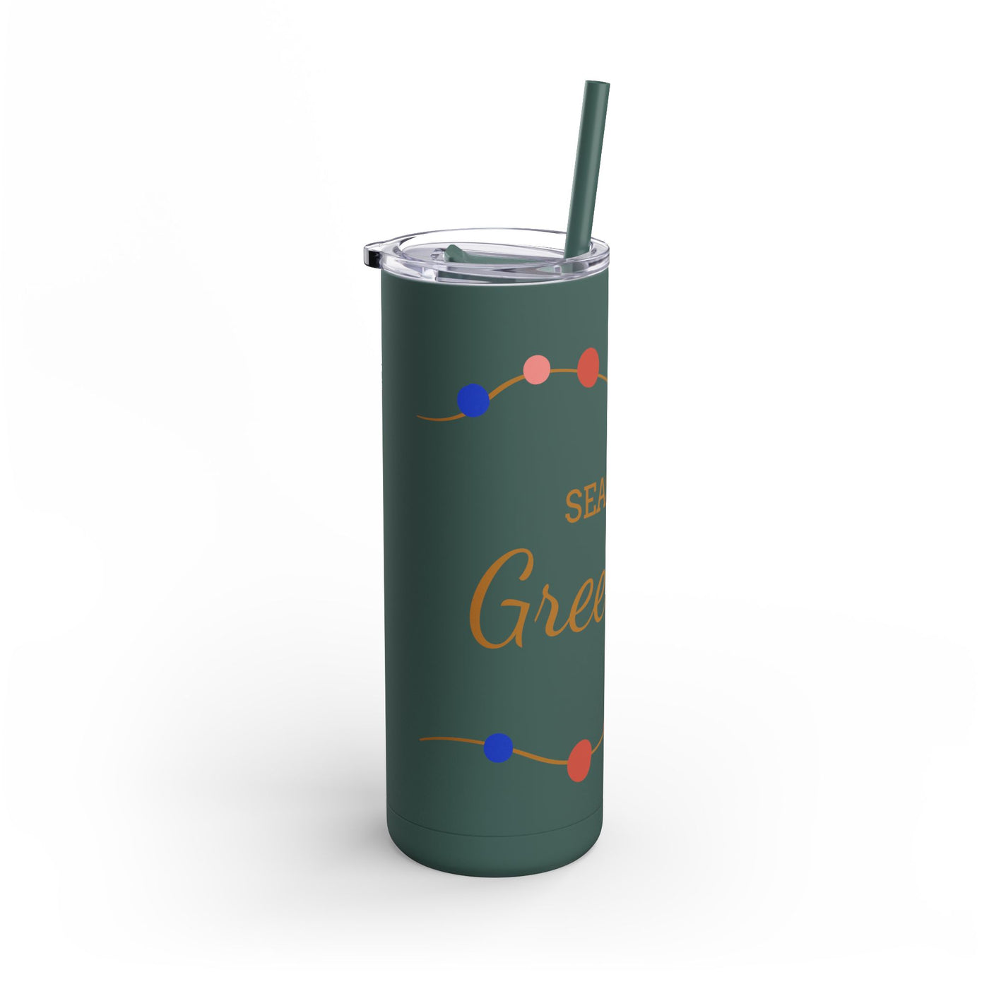 Personalized Season's Greetings Tumbler - 20oz Skinny Matte Drinkware - Roses