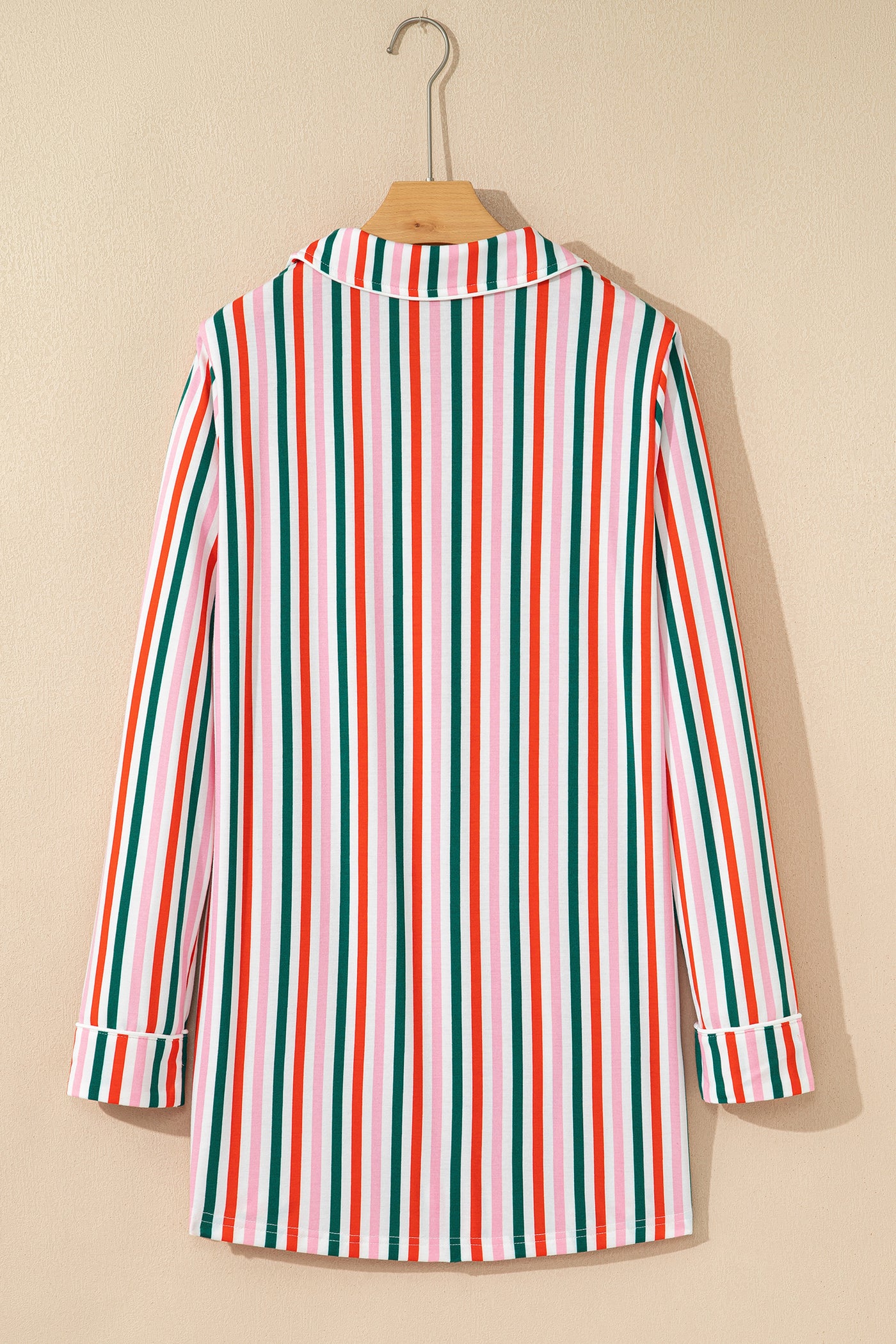Pink Stripe Christmas Long Sleeve Shirt Style Lounge Dress