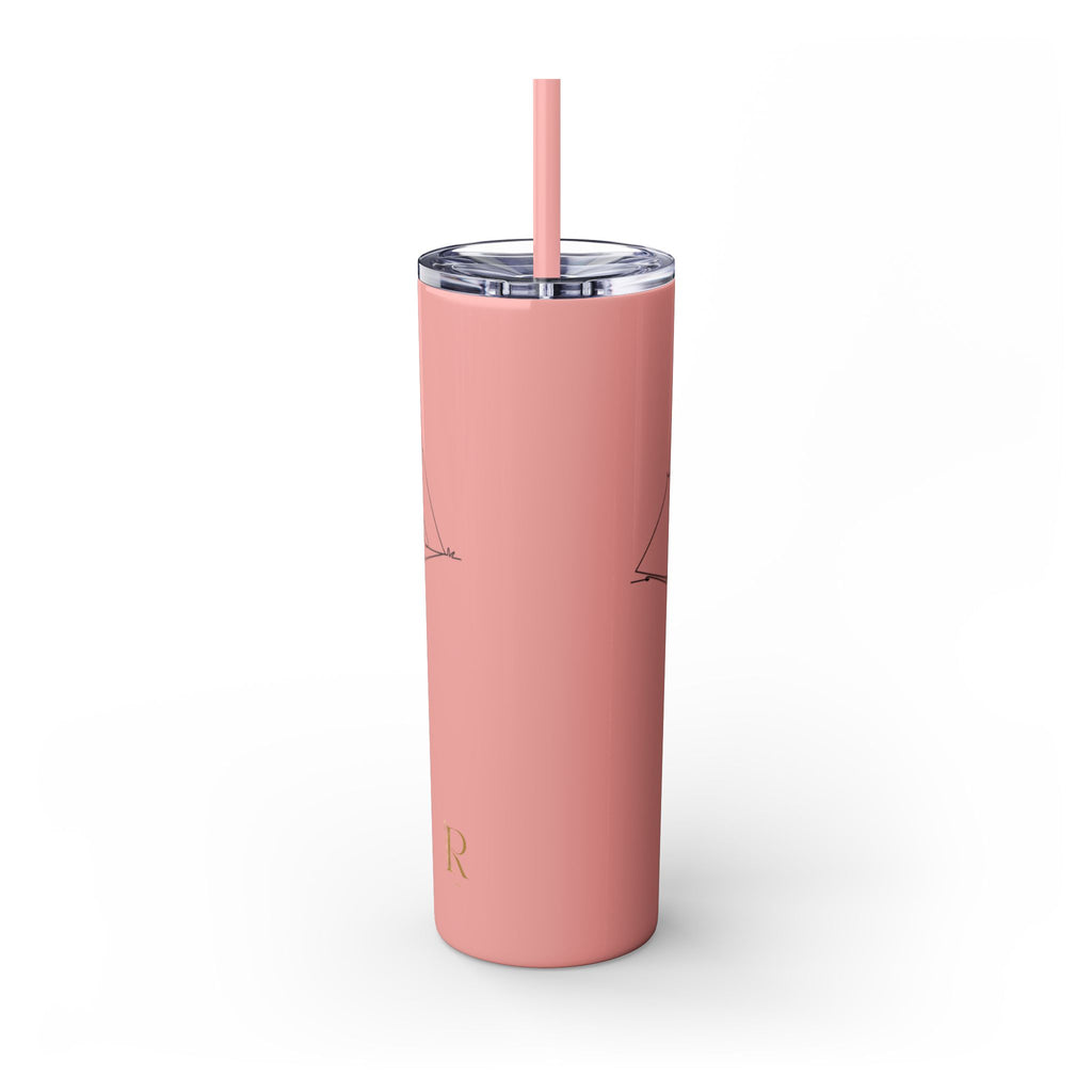 Camping Skinny Tumbler with Straw - 20oz Adventure Travel Mug for Outdoor Lovers - Roses