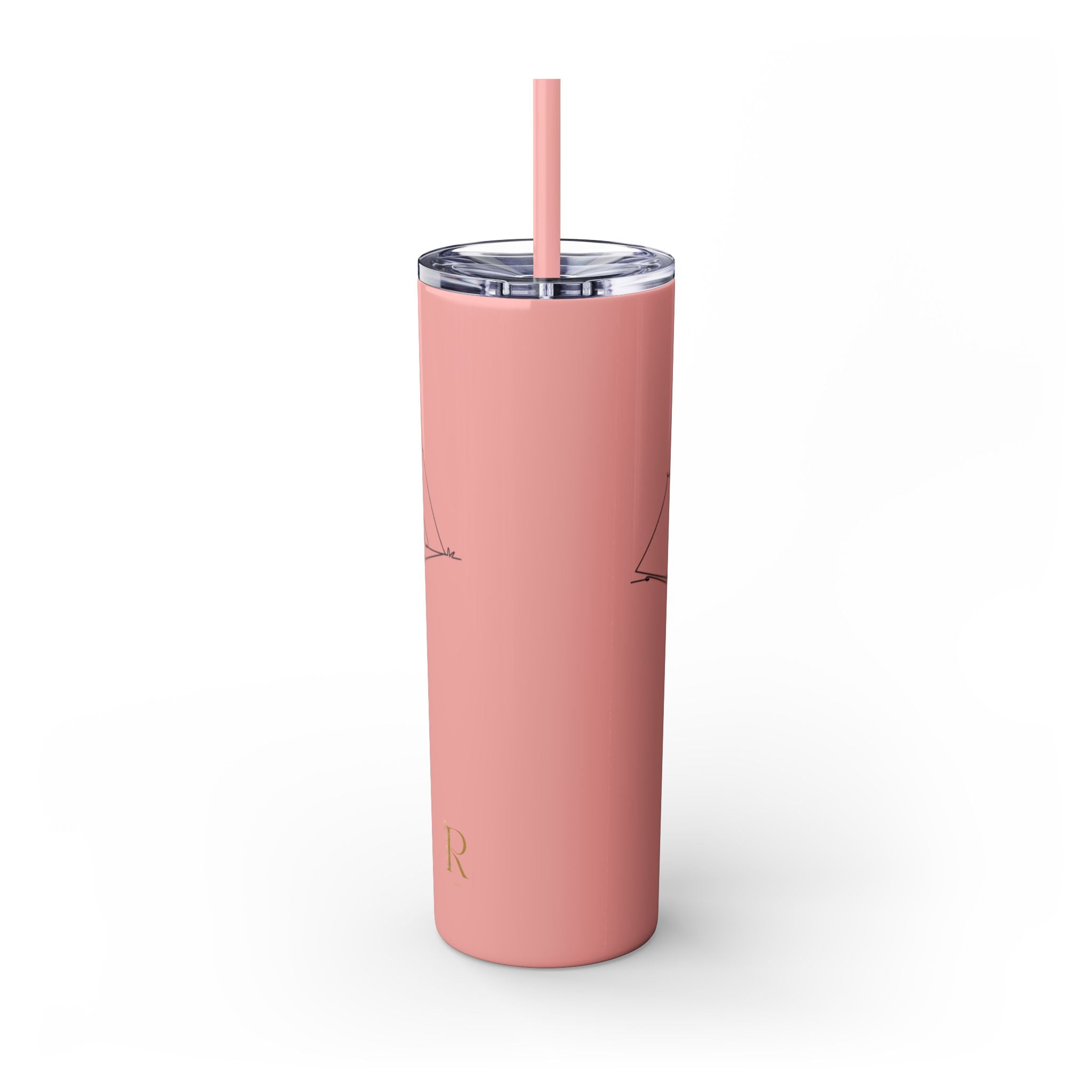 Camping Skinny Tumbler with Straw - 20oz Adventure Travel Mug for Outdoor Lovers - Roses