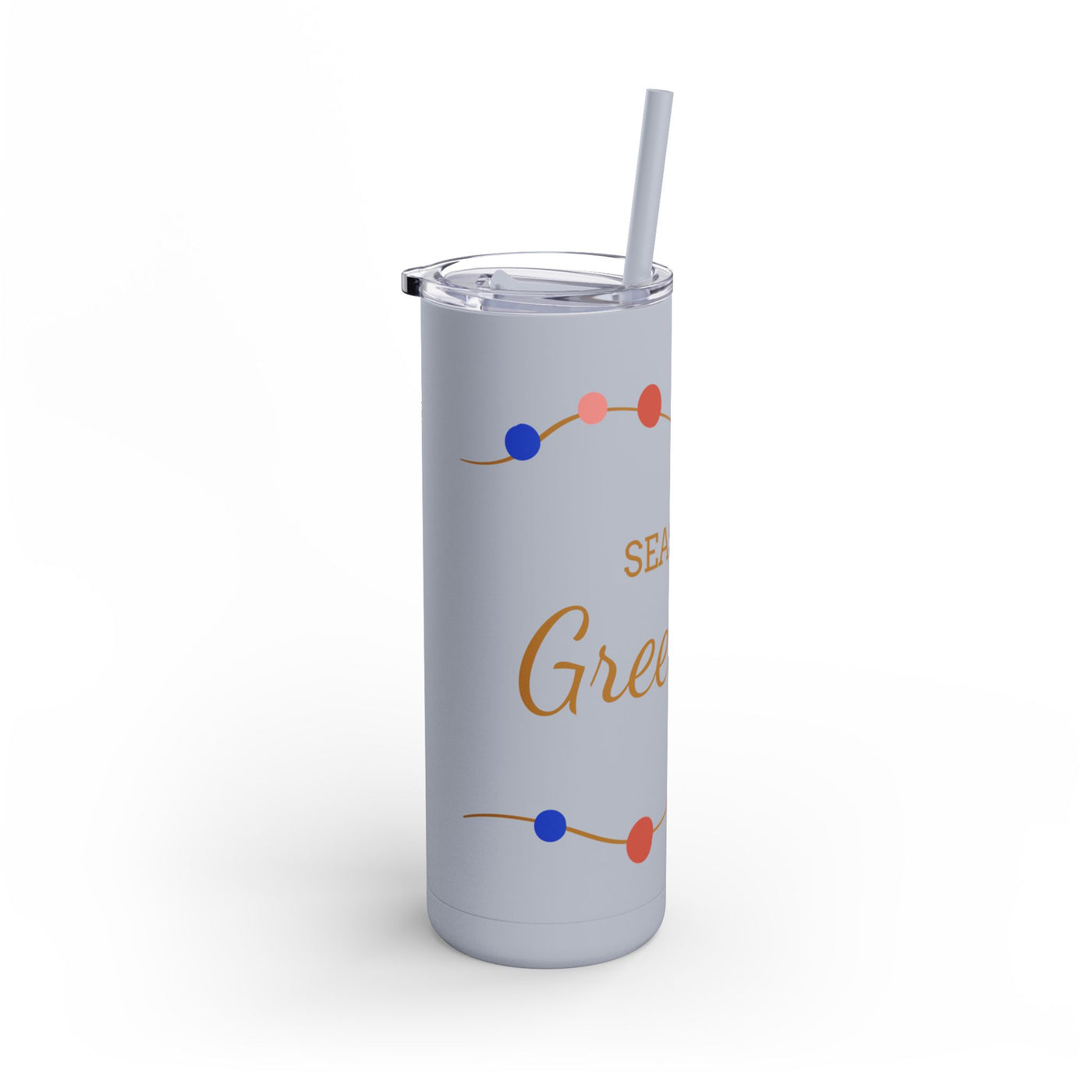 Personalized Season's Greetings Tumbler - 20oz Skinny Matte Drinkware - Roses