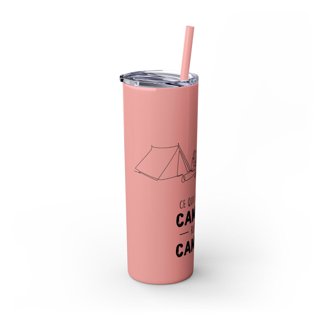 Camping Skinny Tumbler with Straw - 20oz Adventure Travel Mug for Outdoor Lovers - Roses