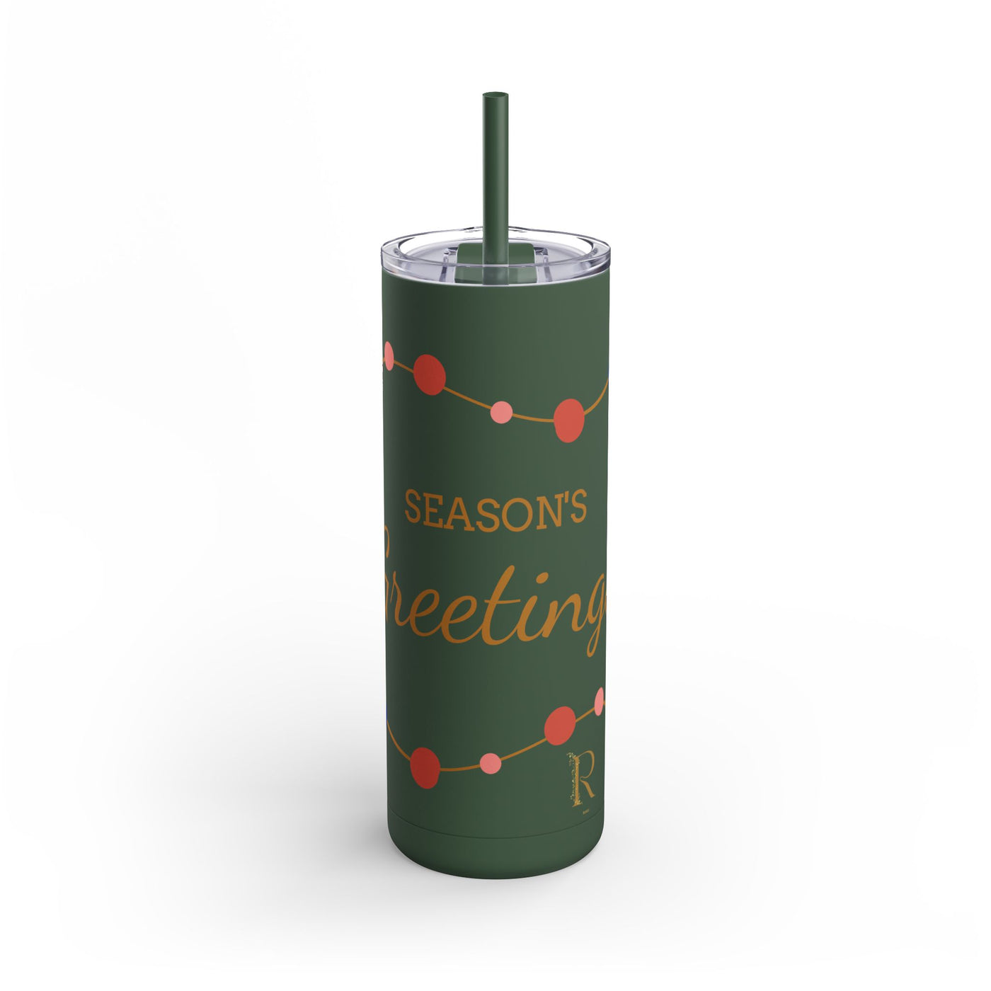 Personalized Season's Greetings Tumbler - 20oz Skinny Matte Drinkware - Roses