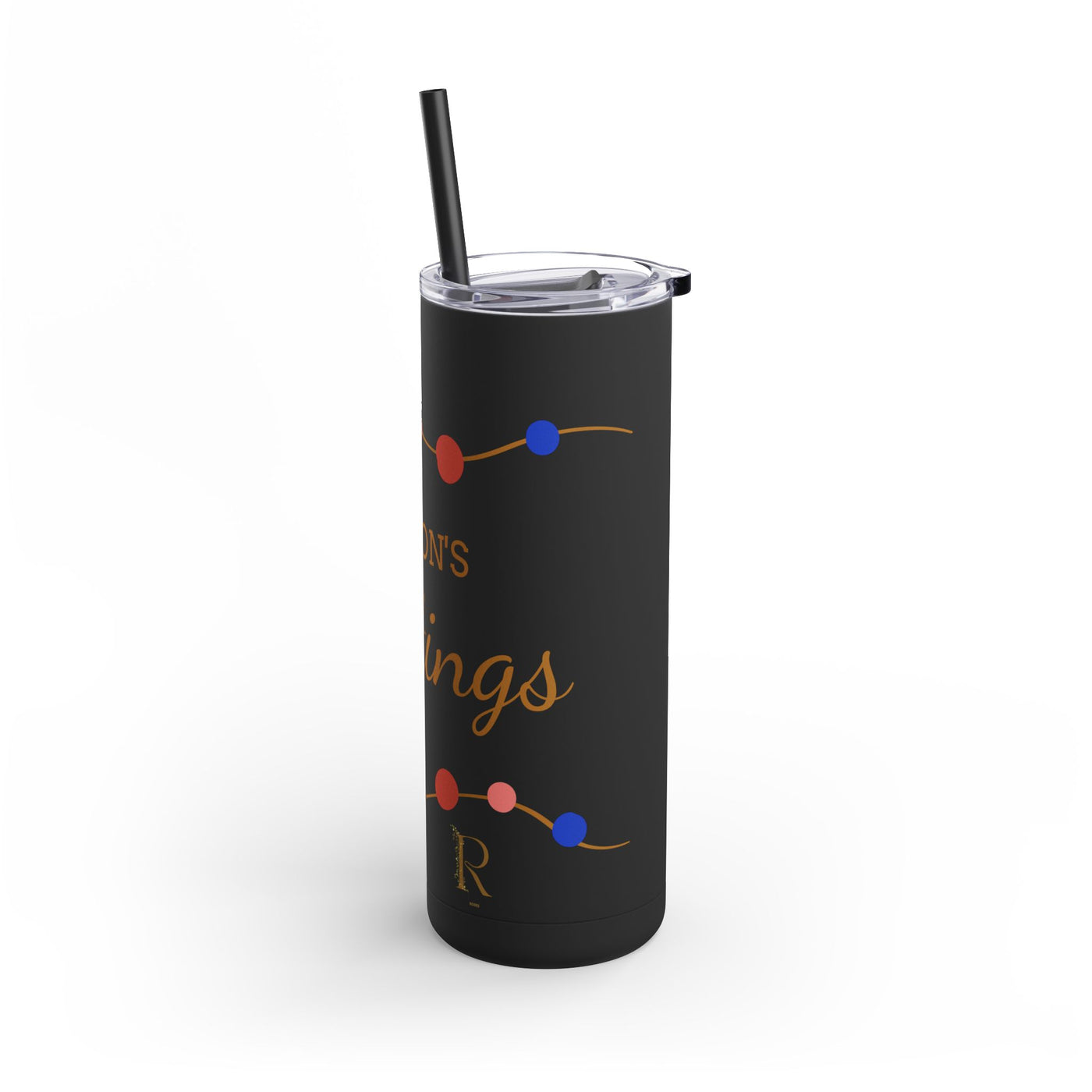Personalized Season's Greetings Tumbler - 20oz Skinny Matte Drinkware - Roses