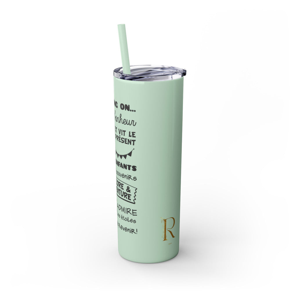 Adventure Camping Skinny Tumbler with Straw – 20oz Insulated Travel Cup for Outdoor Enthusiasts