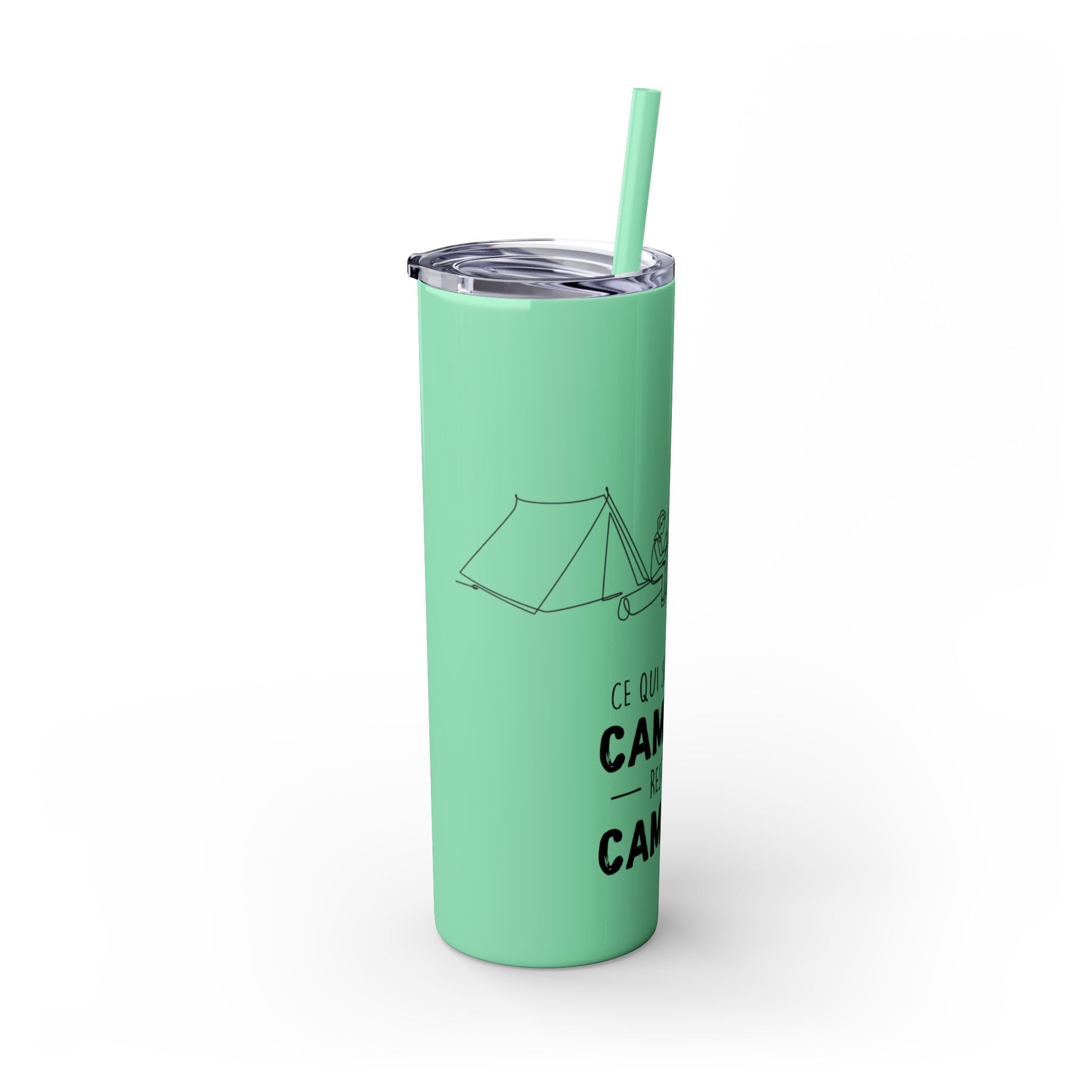 Camping Skinny Tumbler with Straw - 20oz Adventure Travel Mug for Outdoor Lovers