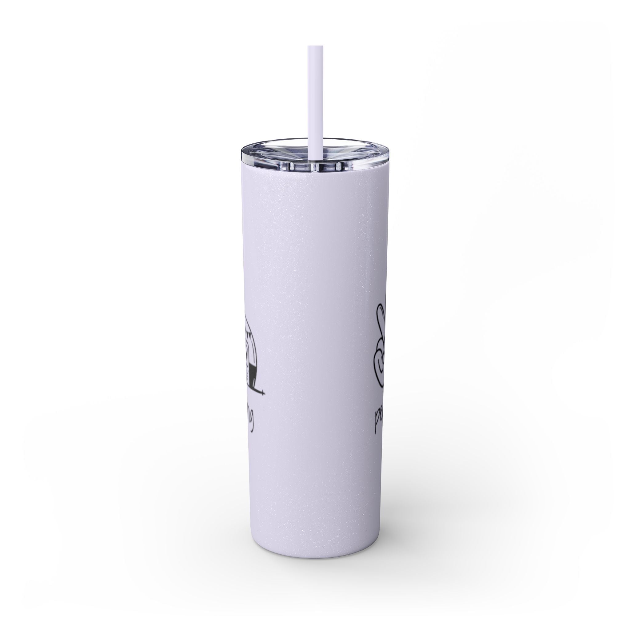 Peace & Love Skinny Tumbler with Straw, 20oz - Stylish Travel Mug for Water, Juice, and Smoothies
