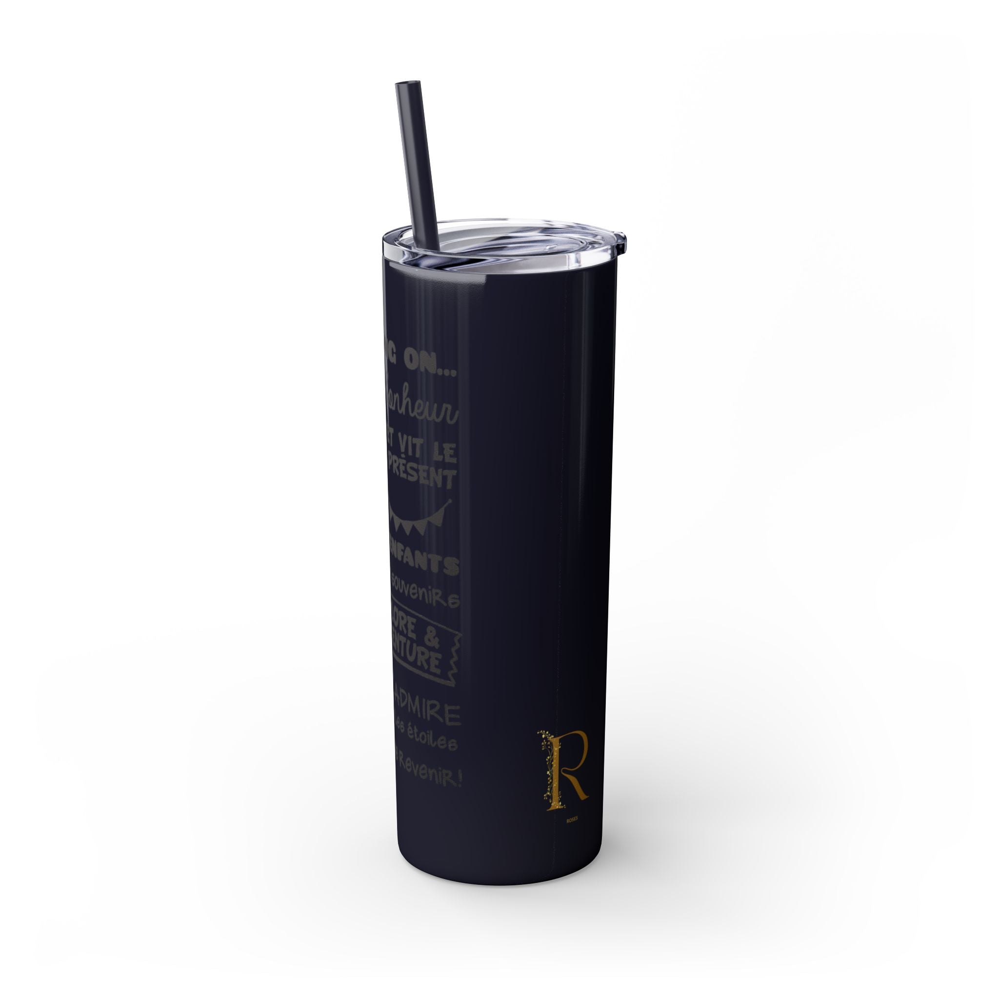 Adventure Camping Skinny Tumbler with Straw – 20oz Insulated Travel Cup for Outdoor Enthusiasts