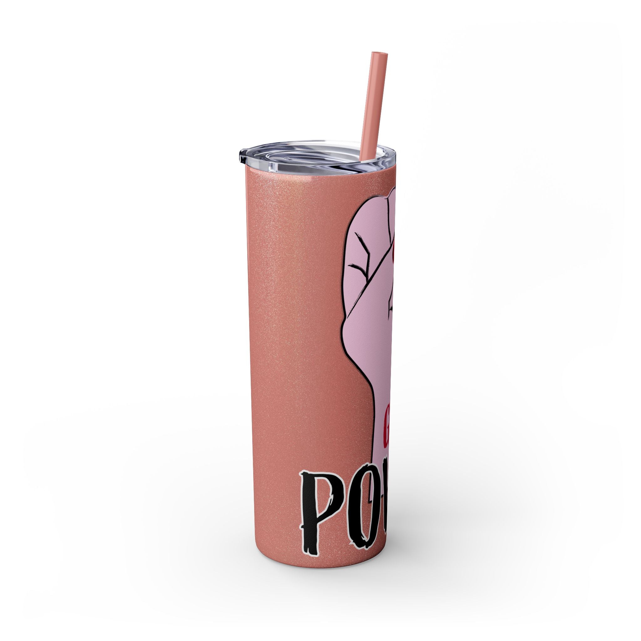 Empowered Girl Power Skinny Tumbler with Straw, 20oz - Roses