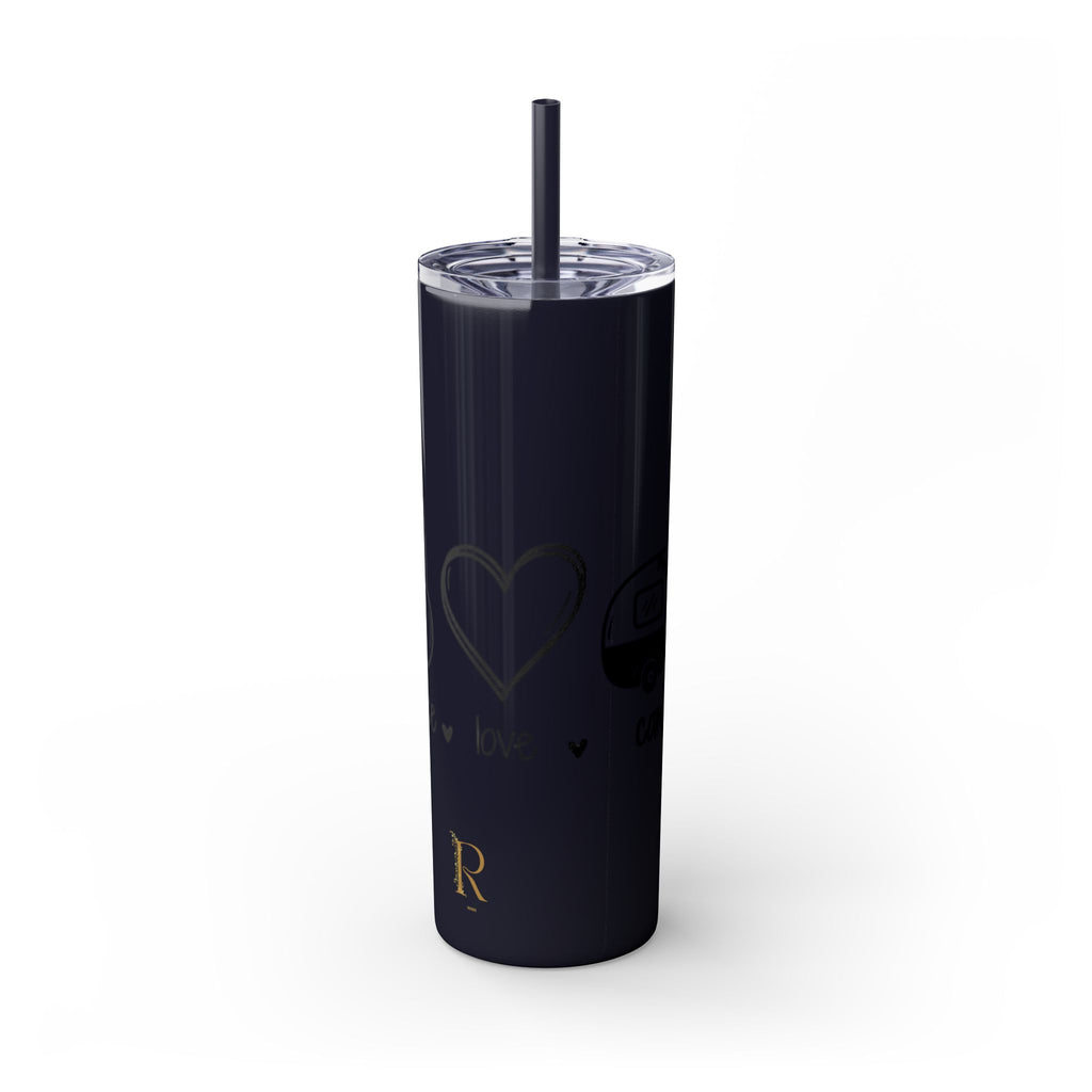 Peace & Love Skinny Tumbler with Straw, 20oz - Stylish Travel Mug for Water, Juice, and Smoothies - Roses