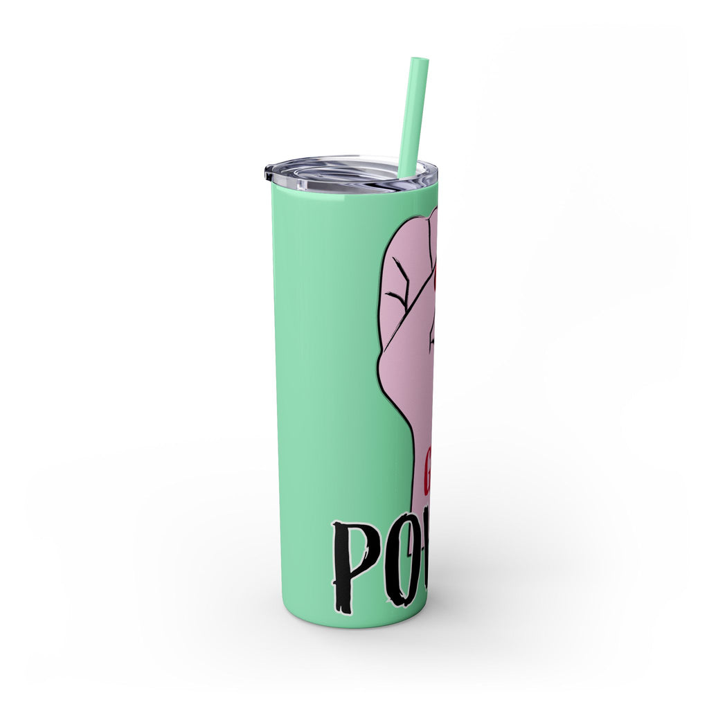 Empowered Girl Power Skinny Tumbler with Straw, 20oz - Roses