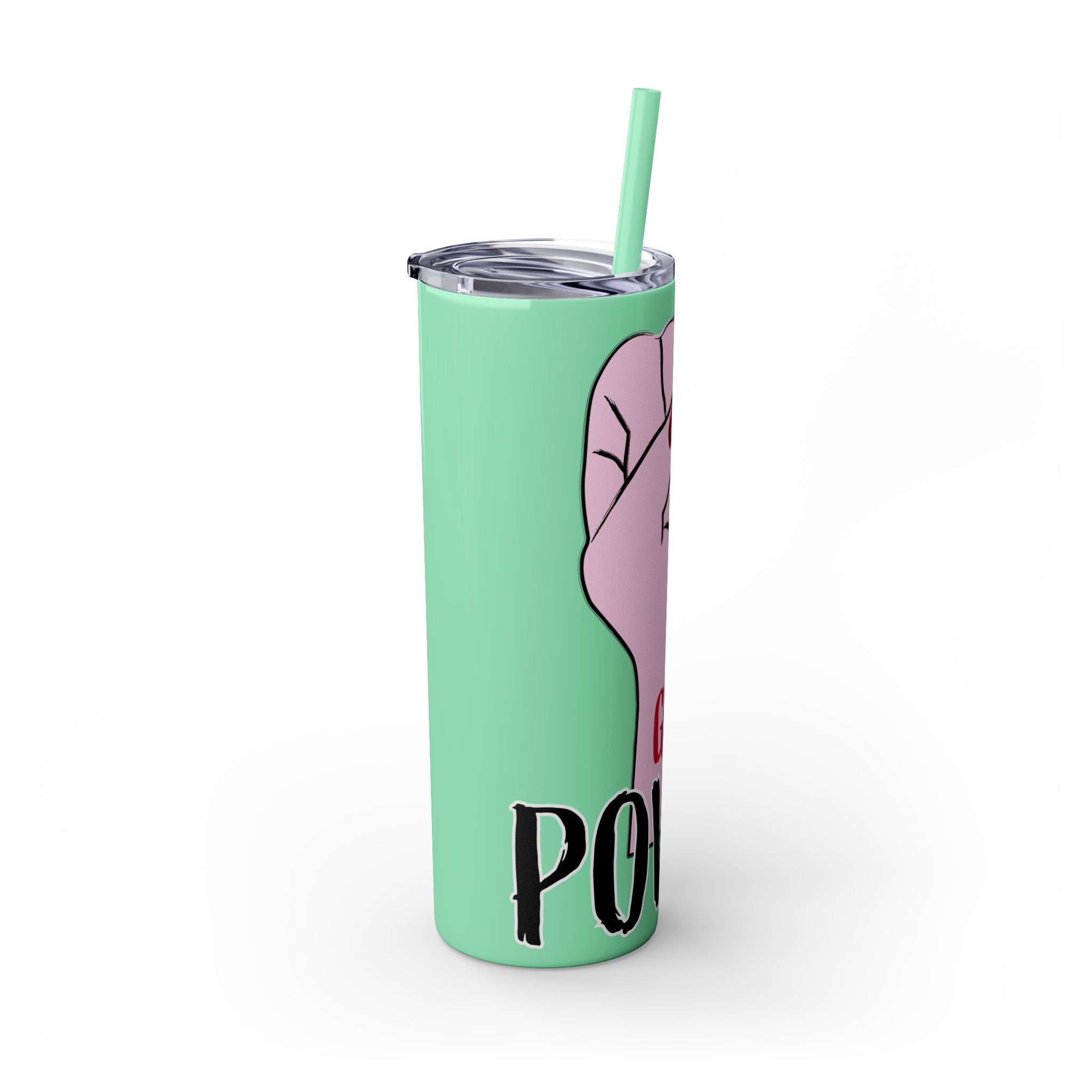 Empowered Girl Power Skinny Tumbler with Straw, 20oz - Roses