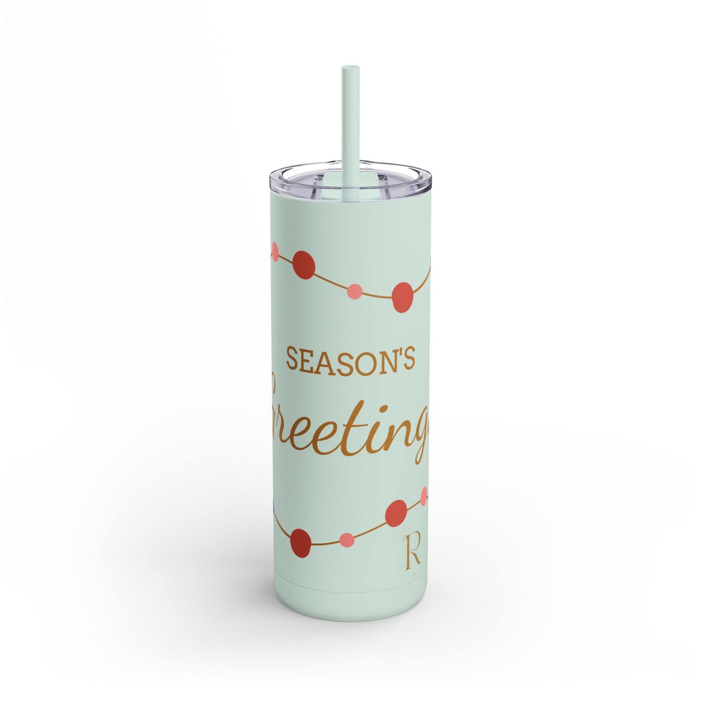 Personalized Season's Greetings Tumbler - 20oz Skinny Matte Drinkware - Roses