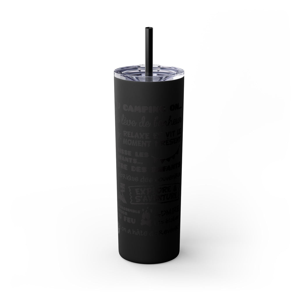 Adventure Camping Skinny Tumbler with Straw – 20oz Insulated Travel Cup for Outdoor Enthusiasts - Roses