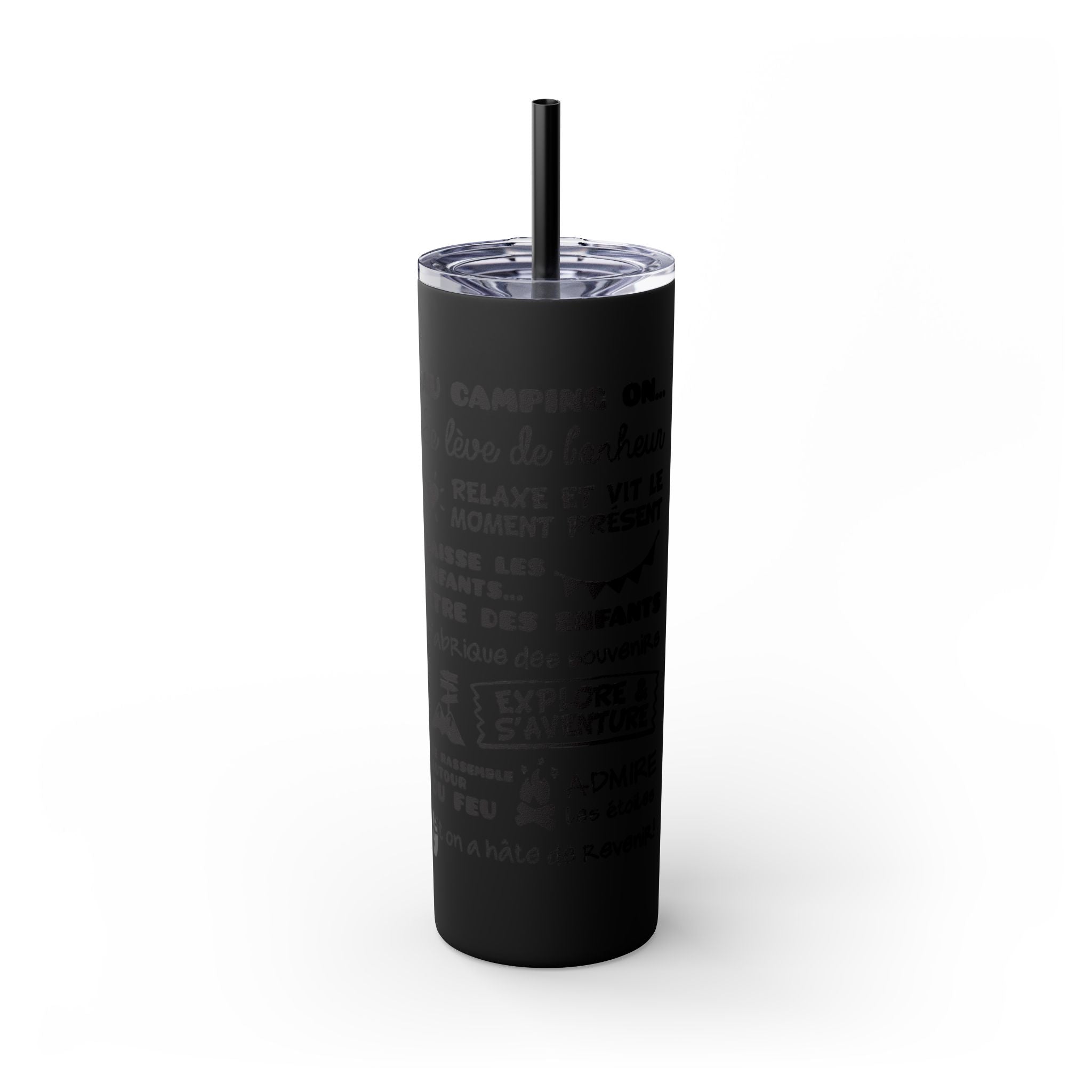 Adventure Camping Skinny Tumbler with Straw – 20oz Insulated Travel Cup for Outdoor Enthusiasts - Roses