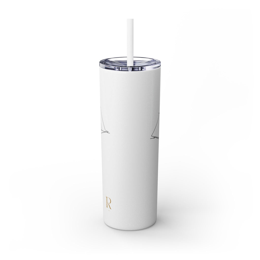Camping Skinny Tumbler with Straw - 20oz Adventure Travel Mug for Outdoor Lovers - Roses