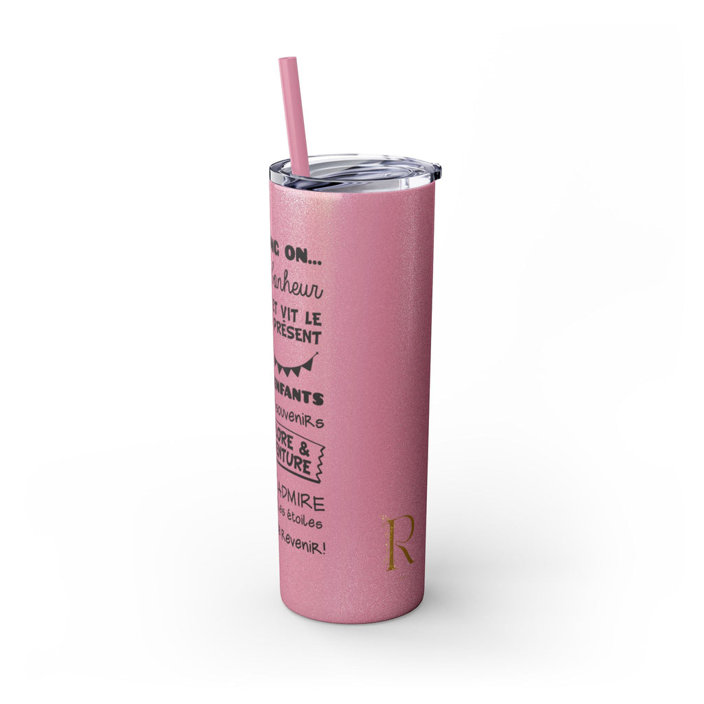 Adventure Camping Skinny Tumbler with Straw – 20oz Insulated Travel Cup for Outdoor Enthusiasts