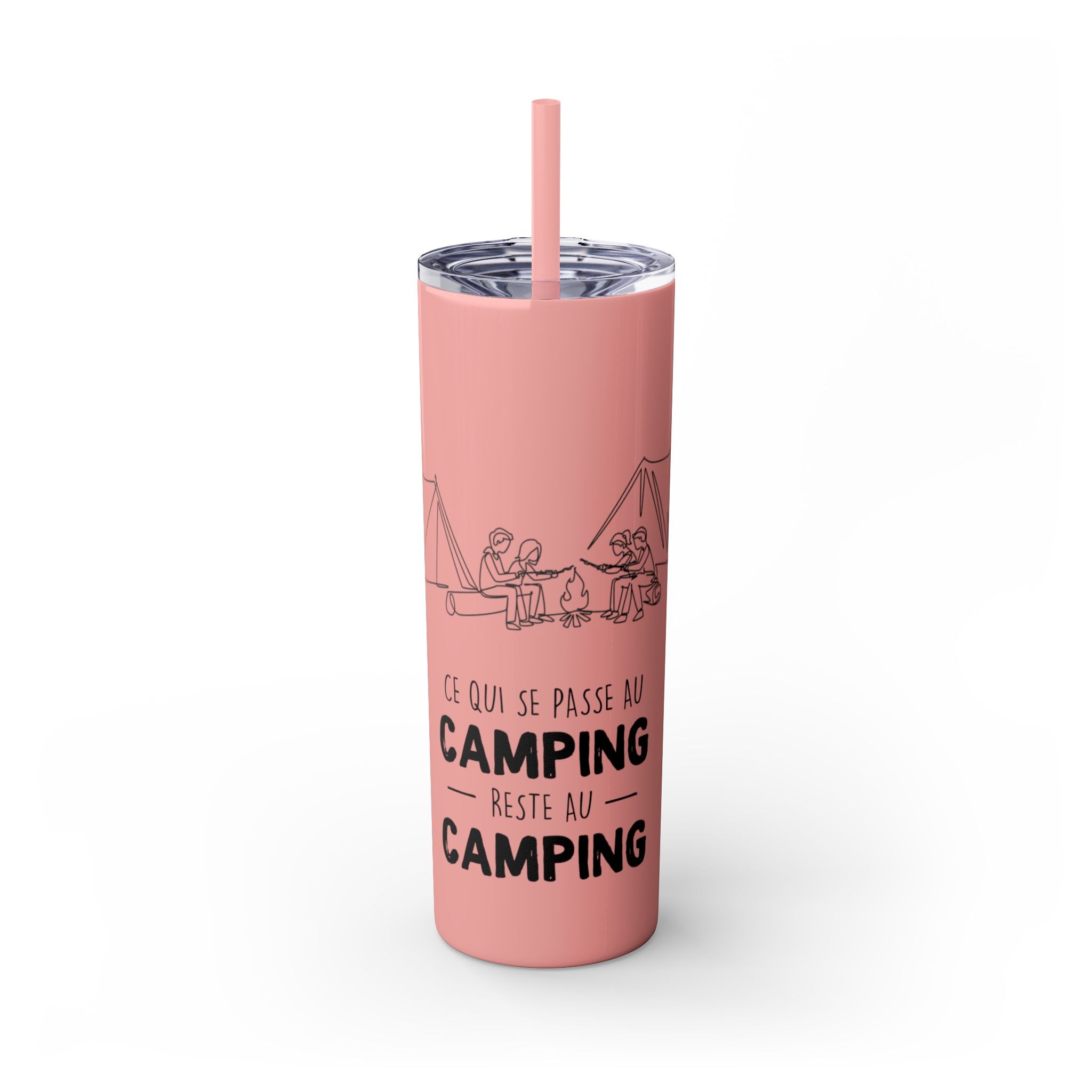 Camping Skinny Tumbler with Straw - 20oz Adventure Travel Mug for Outdoor Lovers - Roses