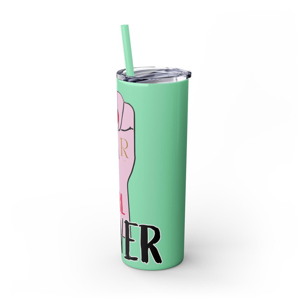 Empowered Girl Power Skinny Tumbler with Straw, 20oz - Roses