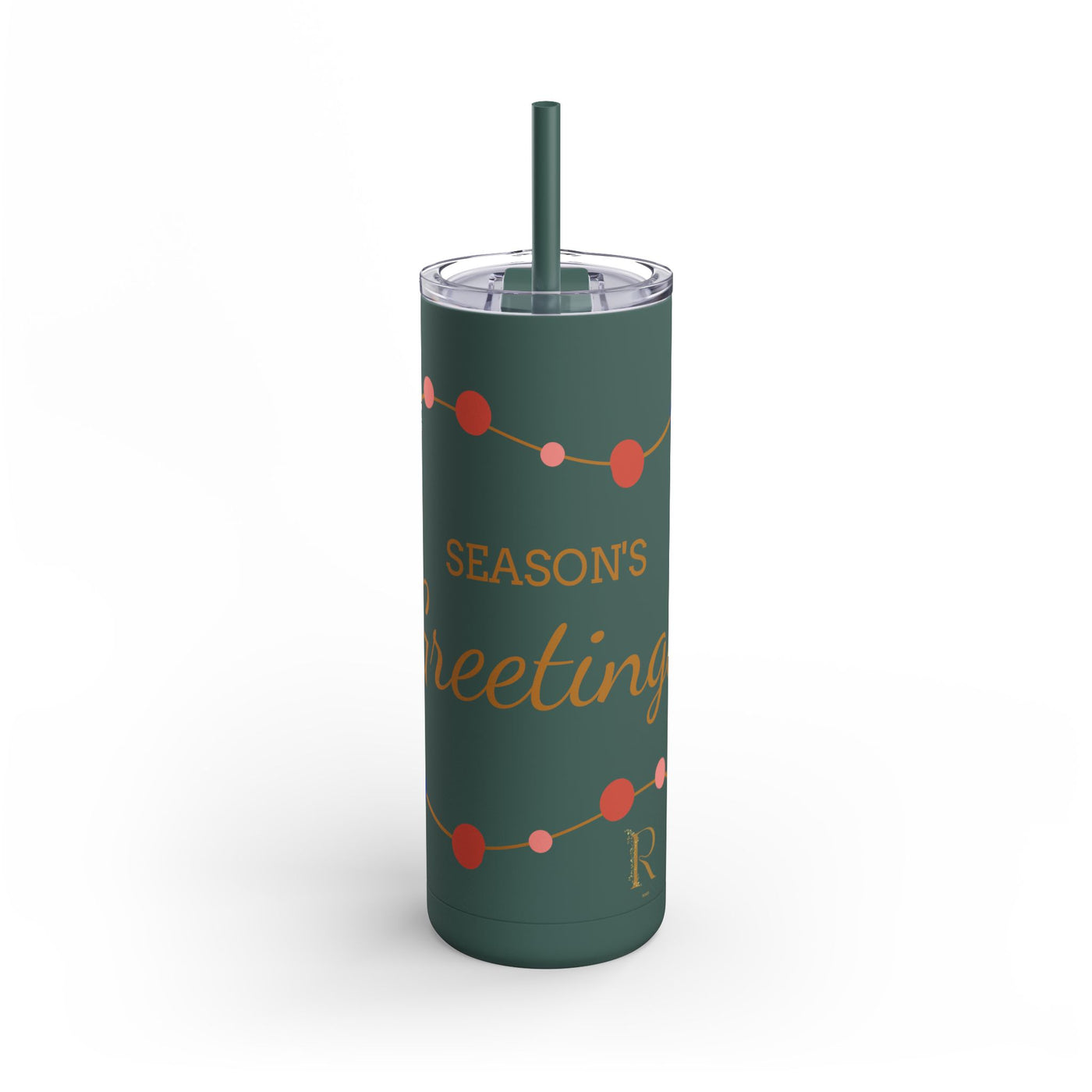 Personalized Season's Greetings Tumbler - 20oz Skinny Matte Drinkware - Roses