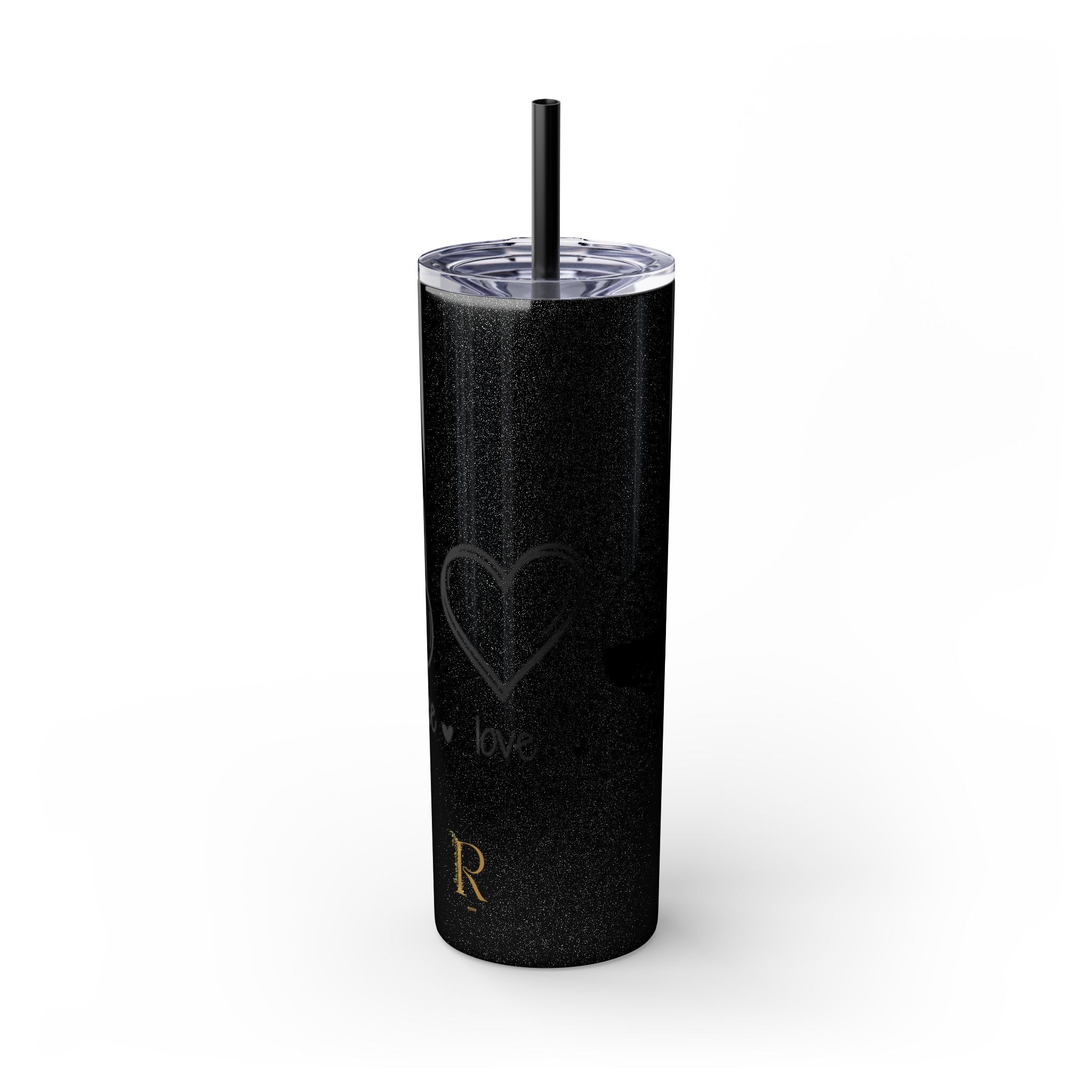 Peace & Love Skinny Tumbler with Straw, 20oz - Stylish Travel Mug for Water, Juice, and Smoothies - Roses