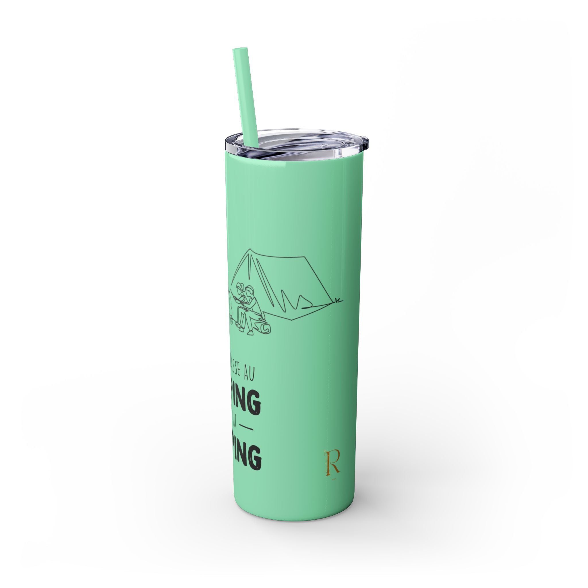 Camping Skinny Tumbler with Straw - 20oz Adventure Travel Mug for Outdoor Lovers