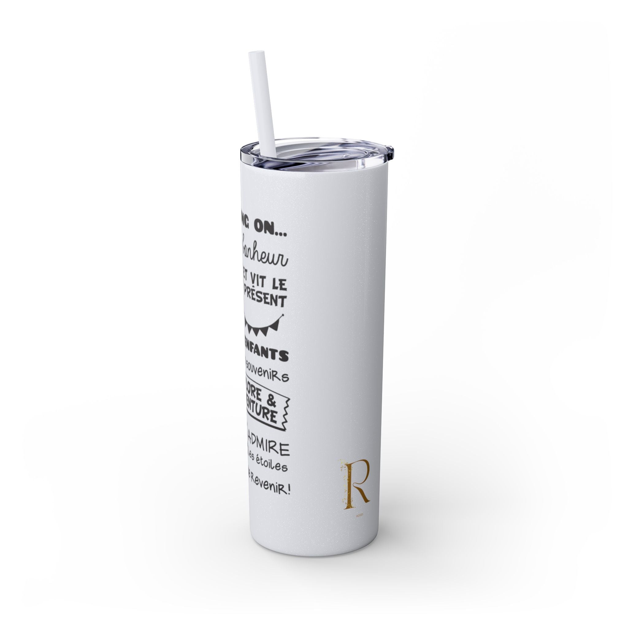 Adventure Camping Skinny Tumbler with Straw – 20oz Insulated Travel Cup for Outdoor Enthusiasts