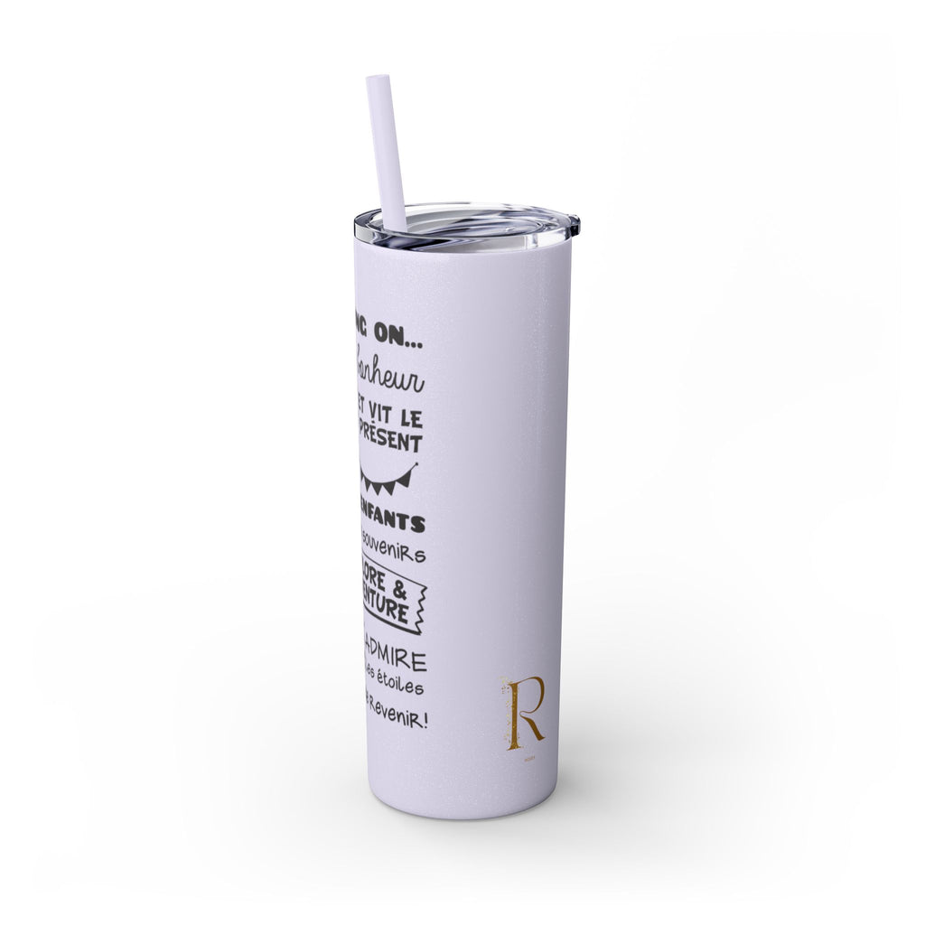 Adventure Camping Skinny Tumbler with Straw – 20oz Insulated Travel Cup for Outdoor Enthusiasts