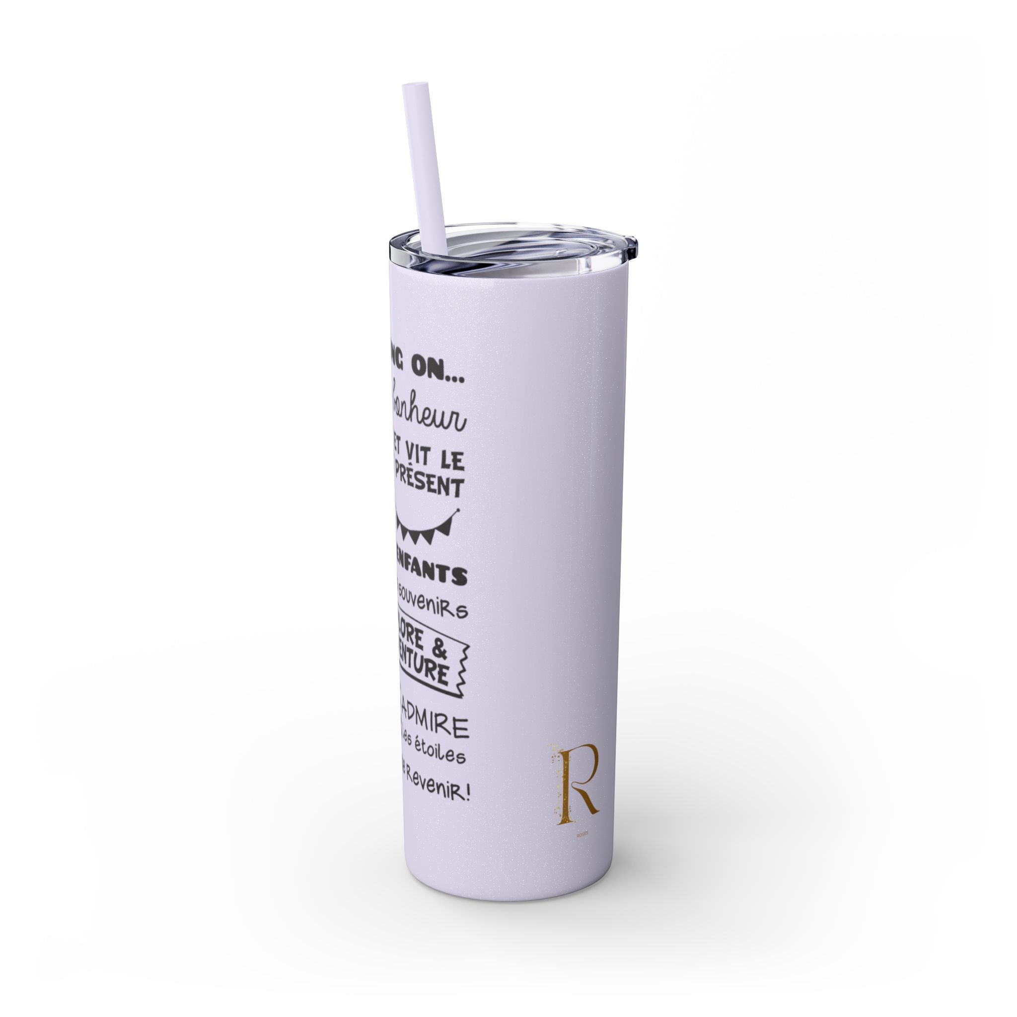Adventure Camping Skinny Tumbler with Straw – 20oz Insulated Travel Cup for Outdoor Enthusiasts