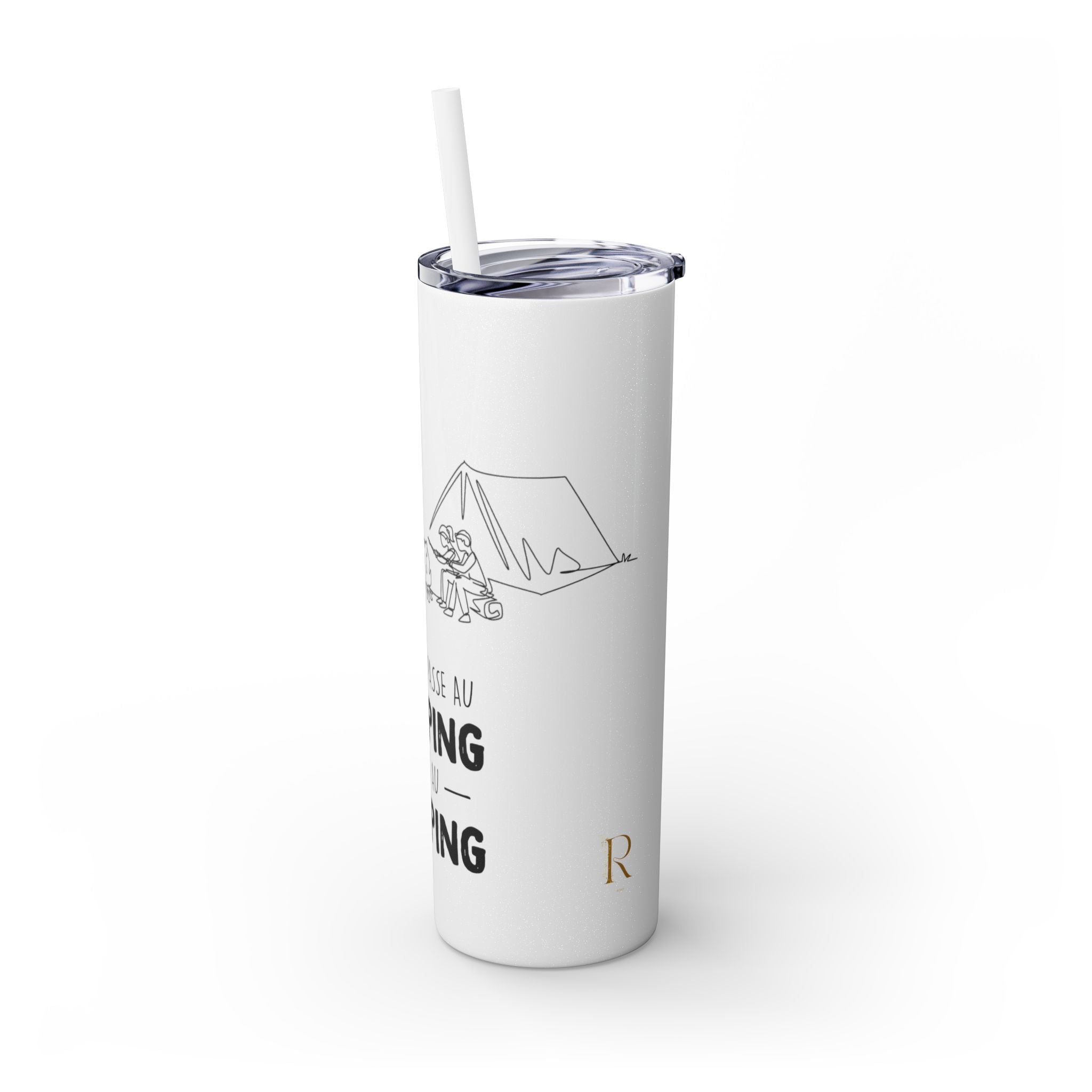 Camping Skinny Tumbler with Straw - 20oz Adventure Travel Mug for Outdoor Lovers - Roses