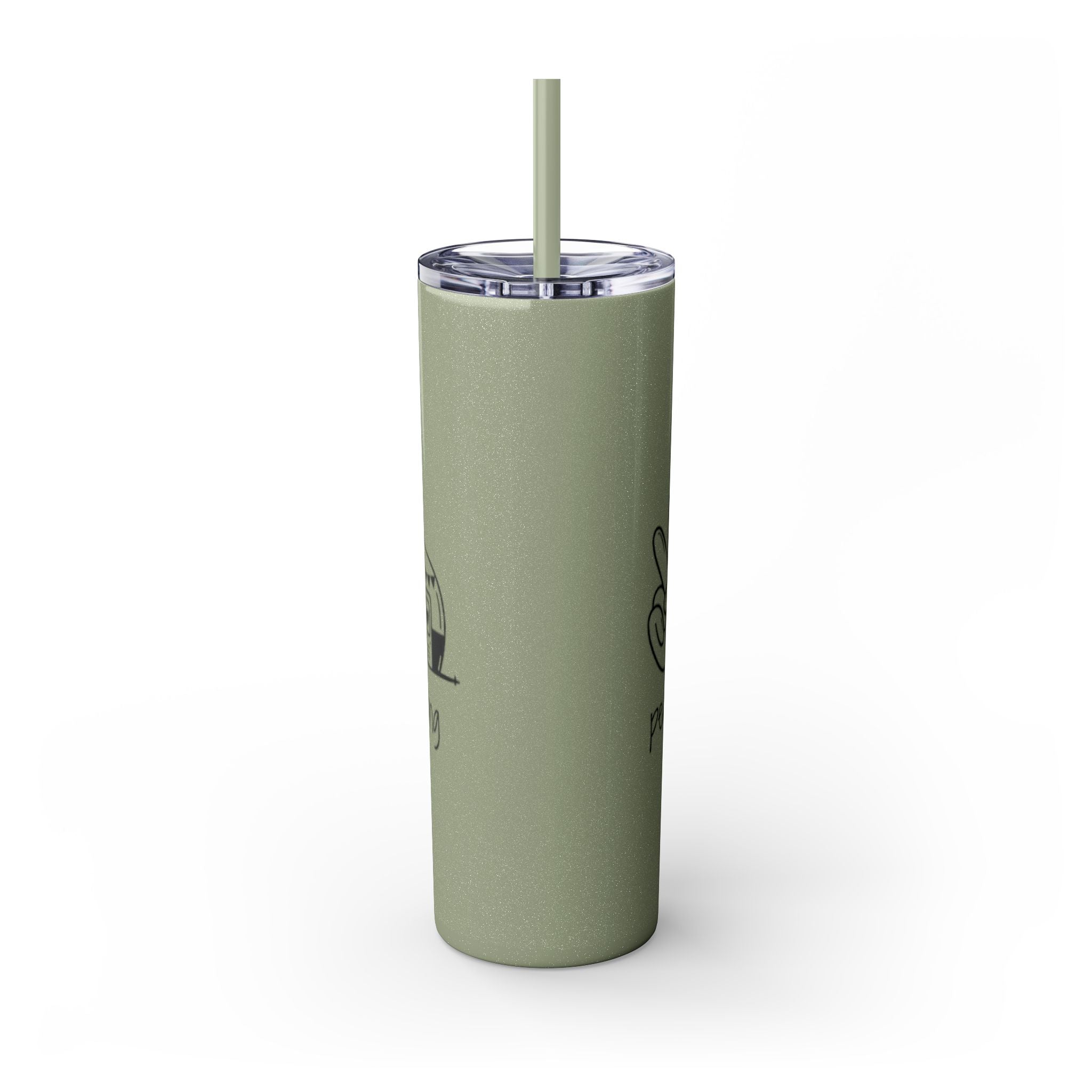 Peace & Love Skinny Tumbler with Straw, 20oz - Stylish Travel Mug for Water, Juice, and Smoothies