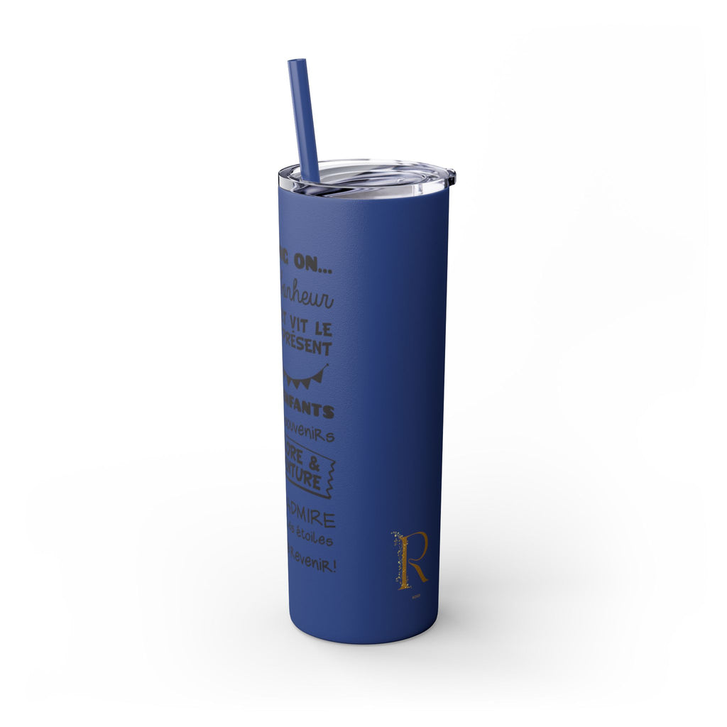 Adventure Camping Skinny Tumbler with Straw – 20oz Insulated Travel Cup for Outdoor Enthusiasts