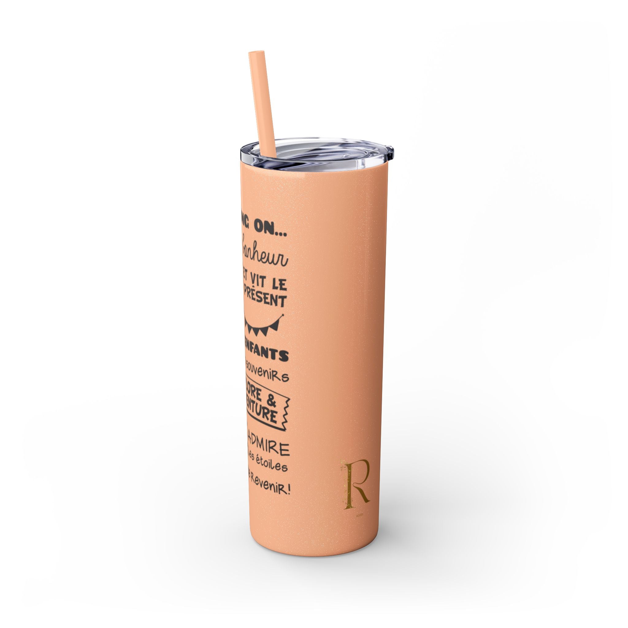 Adventure Camping Skinny Tumbler with Straw – 20oz Insulated Travel Cup for Outdoor Enthusiasts