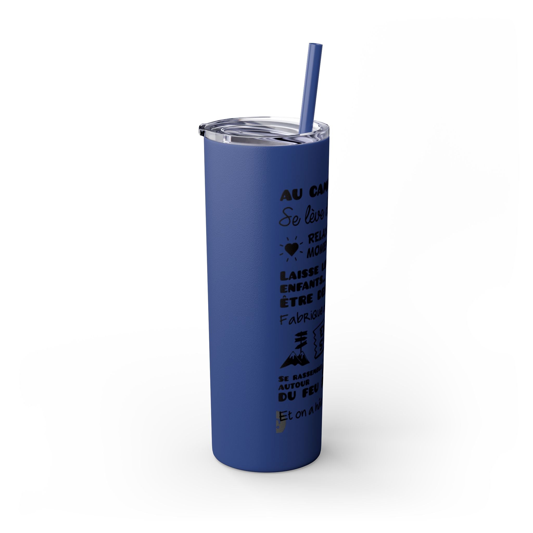 Adventure Camping Skinny Tumbler with Straw – 20oz Insulated Travel Cup for Outdoor Enthusiasts