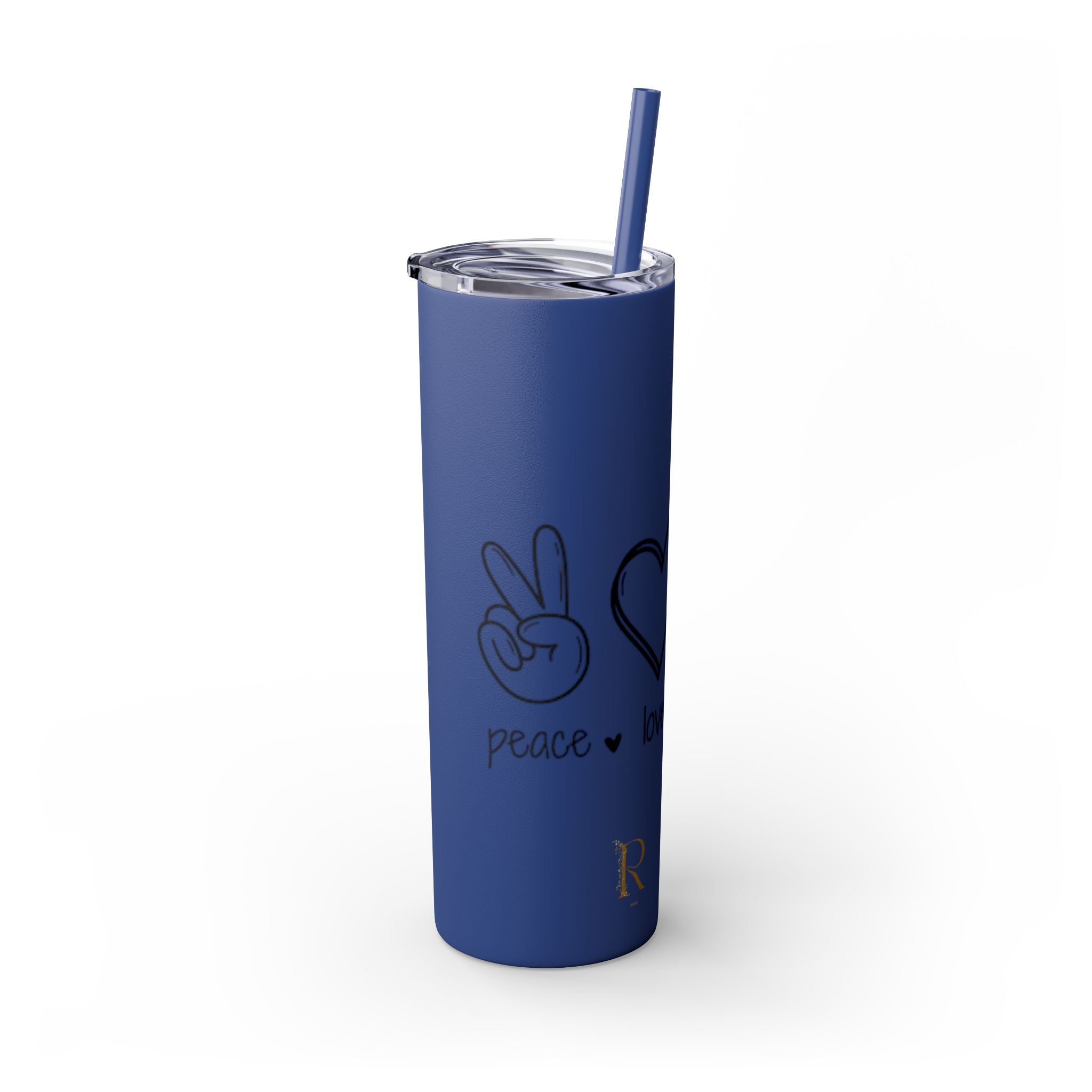 Peace & Love Skinny Tumbler with Straw, 20oz - Stylish Travel Mug for Water, Juice, and Smoothies