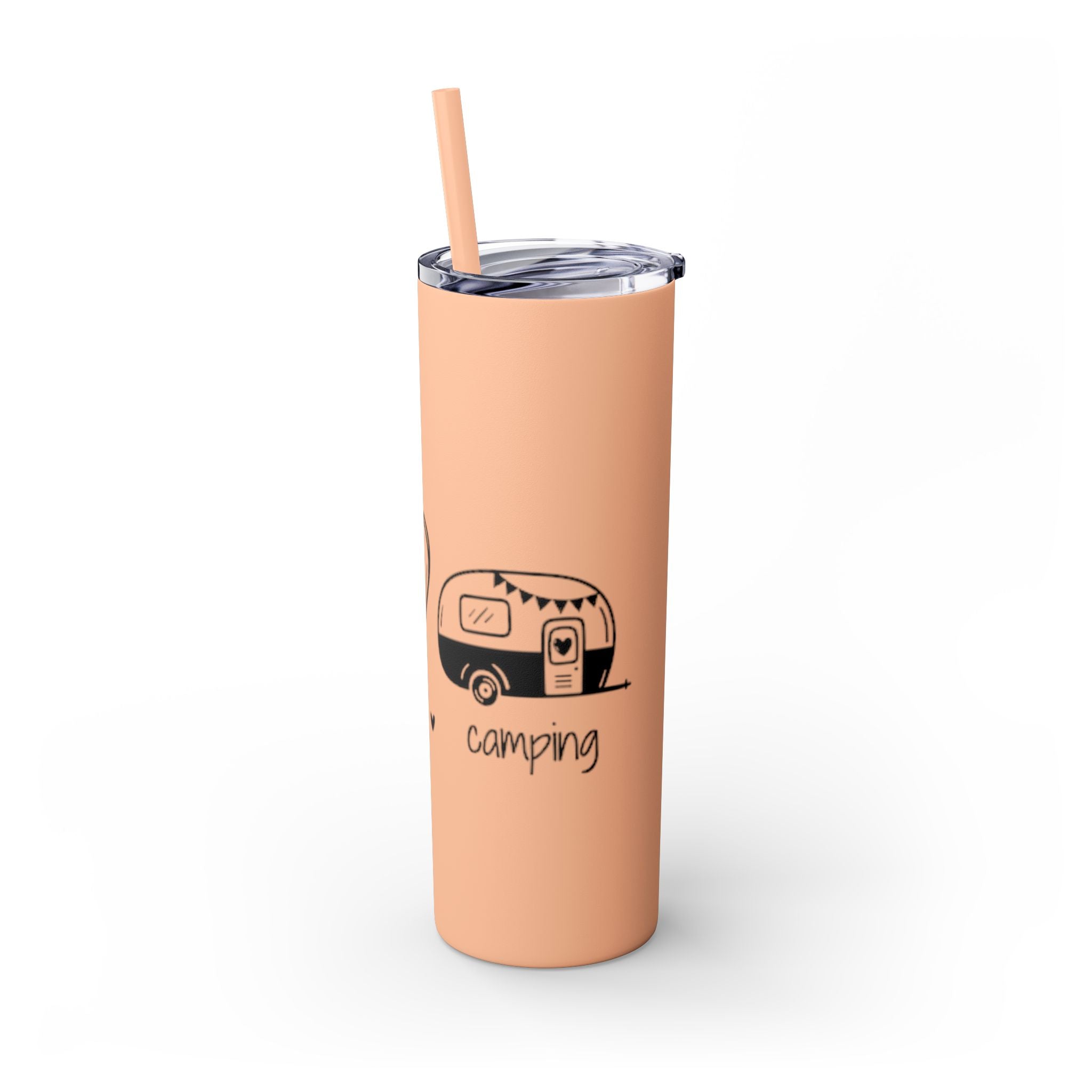 Peace & Love Skinny Tumbler with Straw, 20oz - Stylish Travel Mug for Water, Juice, and Smoothies