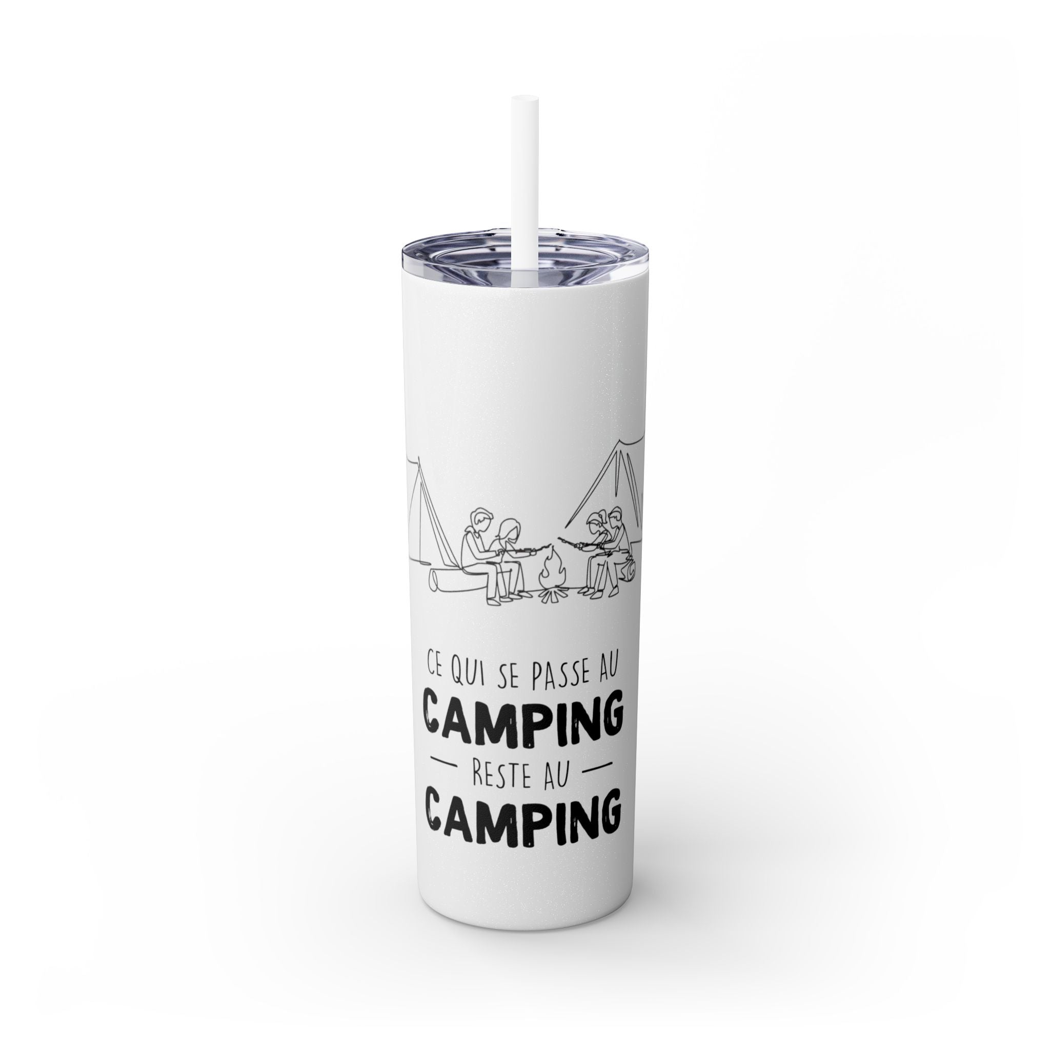 Camping Skinny Tumbler with Straw - 20oz Adventure Travel Mug for Outdoor Lovers - Roses