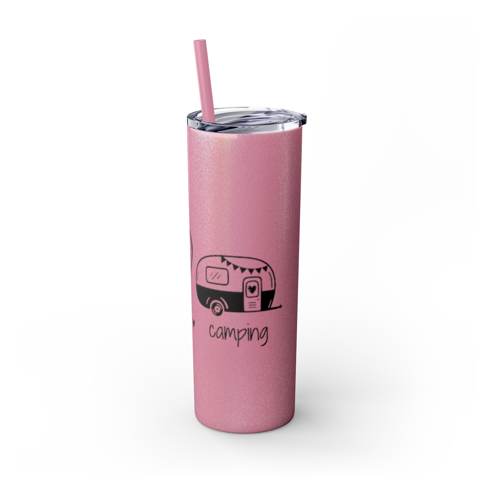 Peace & Love Skinny Tumbler with Straw, 20oz - Stylish Travel Mug for Water, Juice, and Smoothies