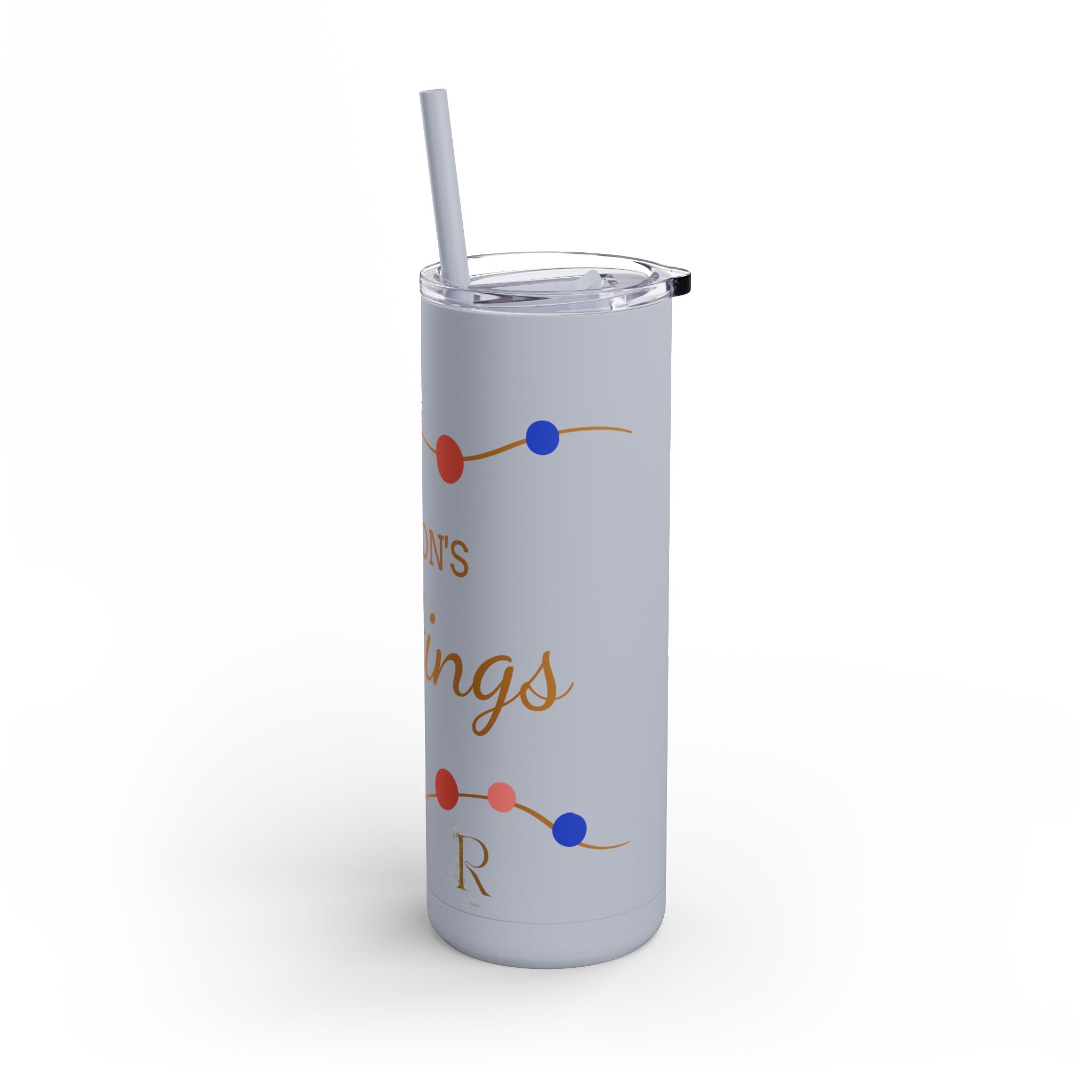 Personalized Season's Greetings Tumbler - 20oz Skinny Matte Drinkware - Roses