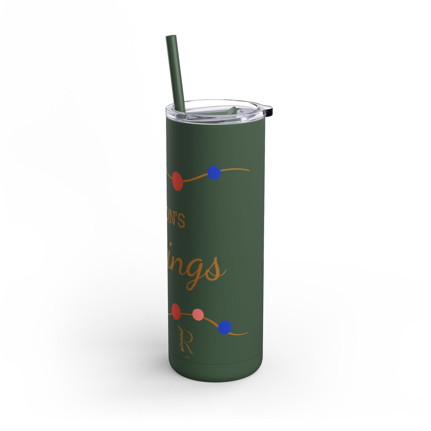 Personalized Season's Greetings Tumbler - 20oz Skinny Matte Drinkware - Roses
