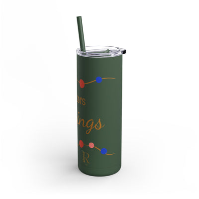 Personalized Season's Greetings Tumbler - 20oz Skinny Matte Drinkware - Roses