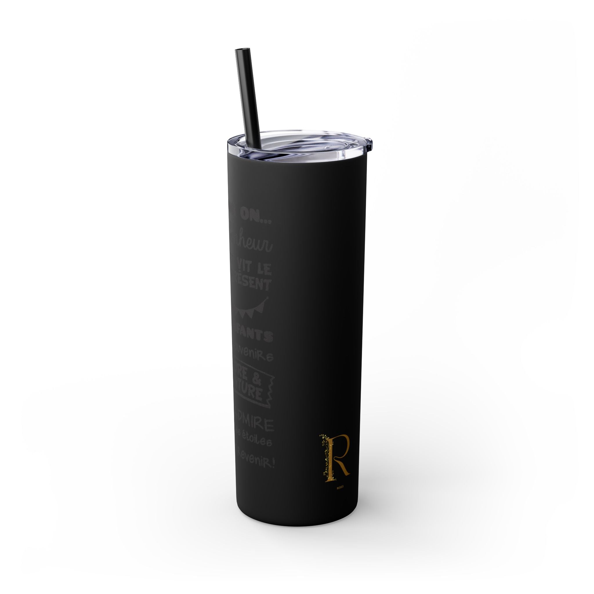 Adventure Camping Skinny Tumbler with Straw – 20oz Insulated Travel Cup for Outdoor Enthusiasts