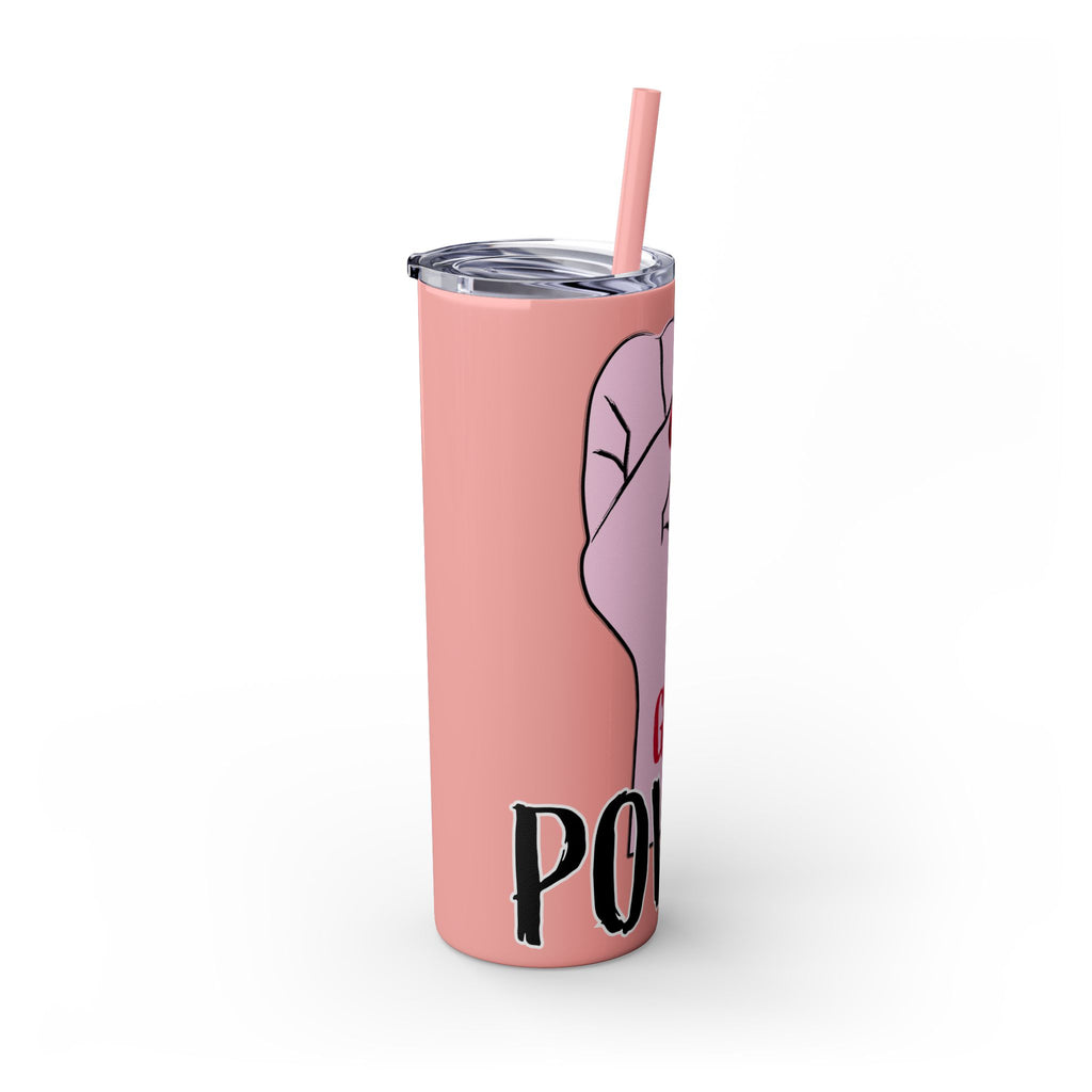Empowered Girl Power Skinny Tumbler with Straw, 20oz - Roses