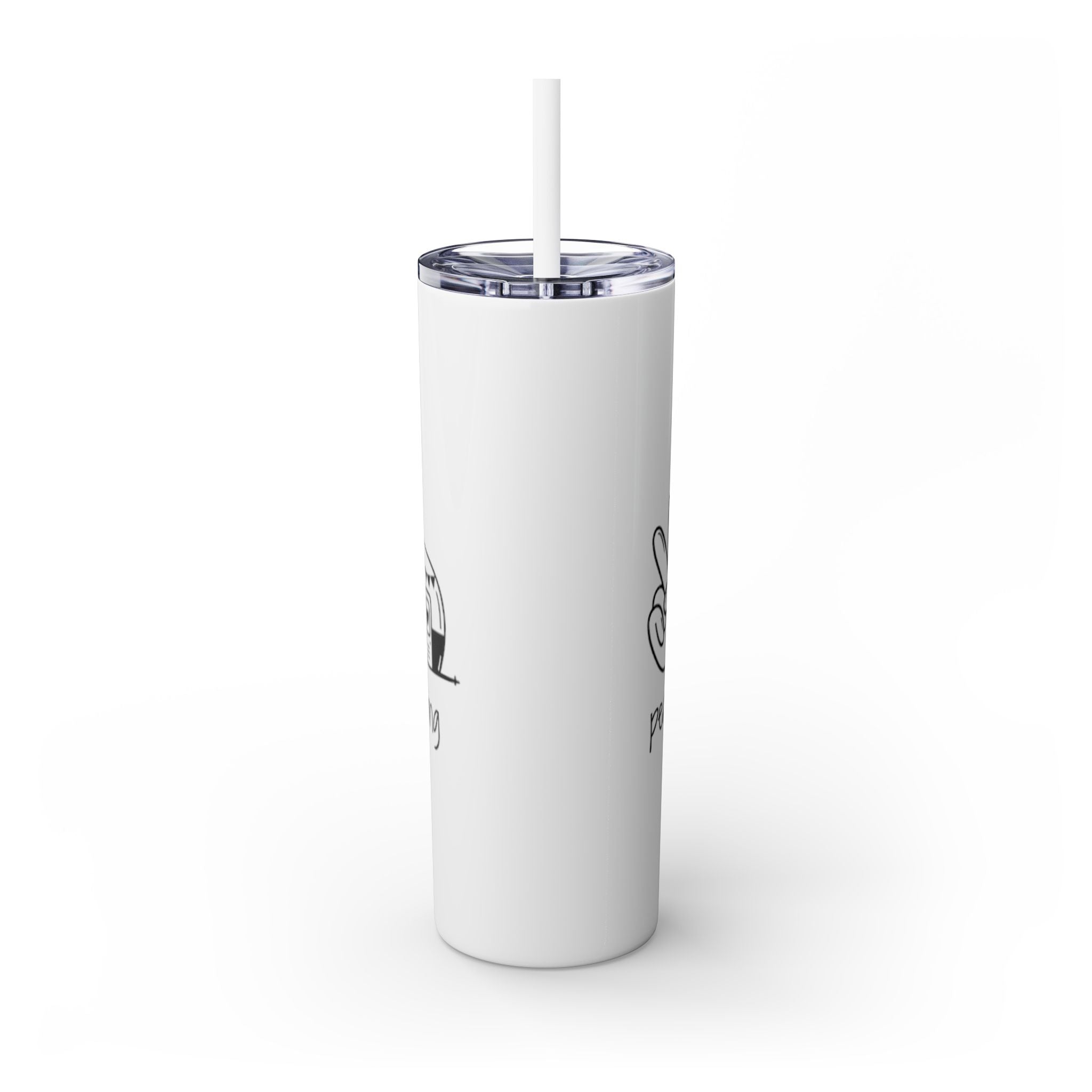 Peace & Love Skinny Tumbler with Straw, 20oz - Stylish Travel Mug for Water, Juice, and Smoothies - Roses
